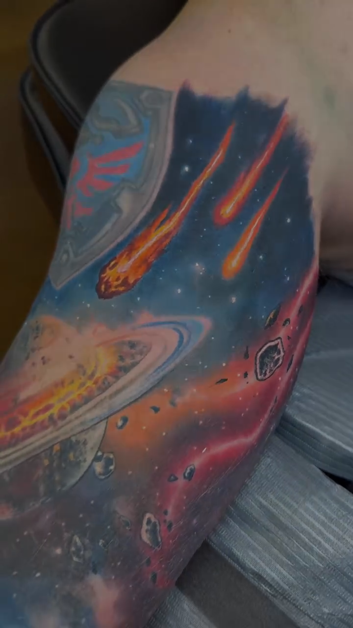 Space scene with planets and comets realism tattoo by ππ―ππ³π¦π° πππͺπ¬π«π±