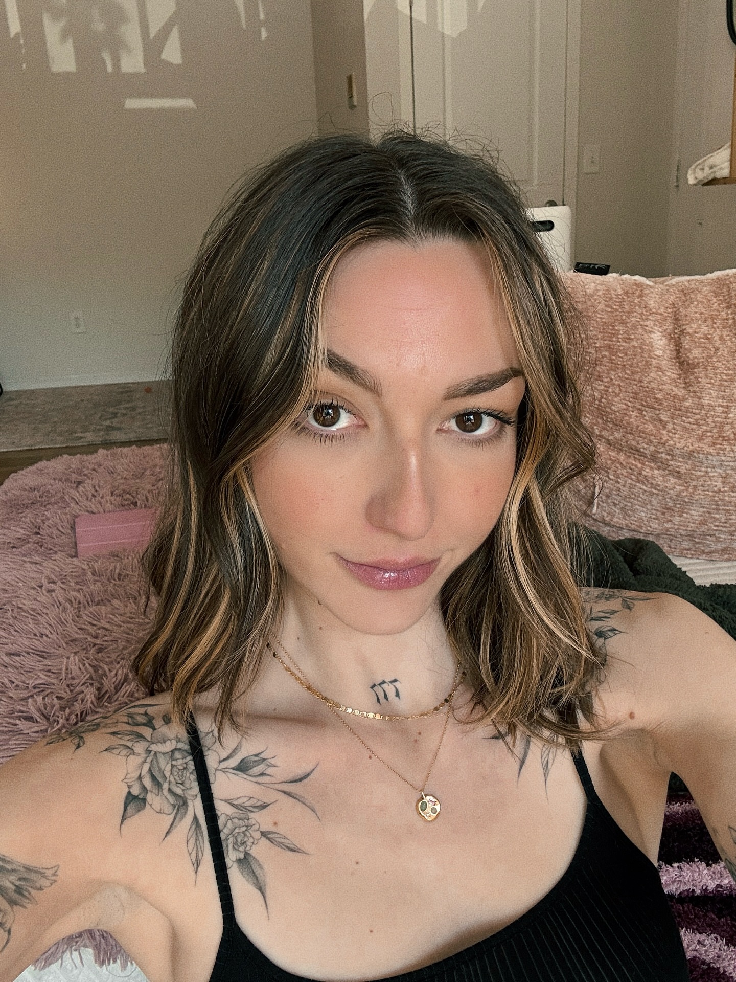 Floral black and grey tattoo on the chest by elena