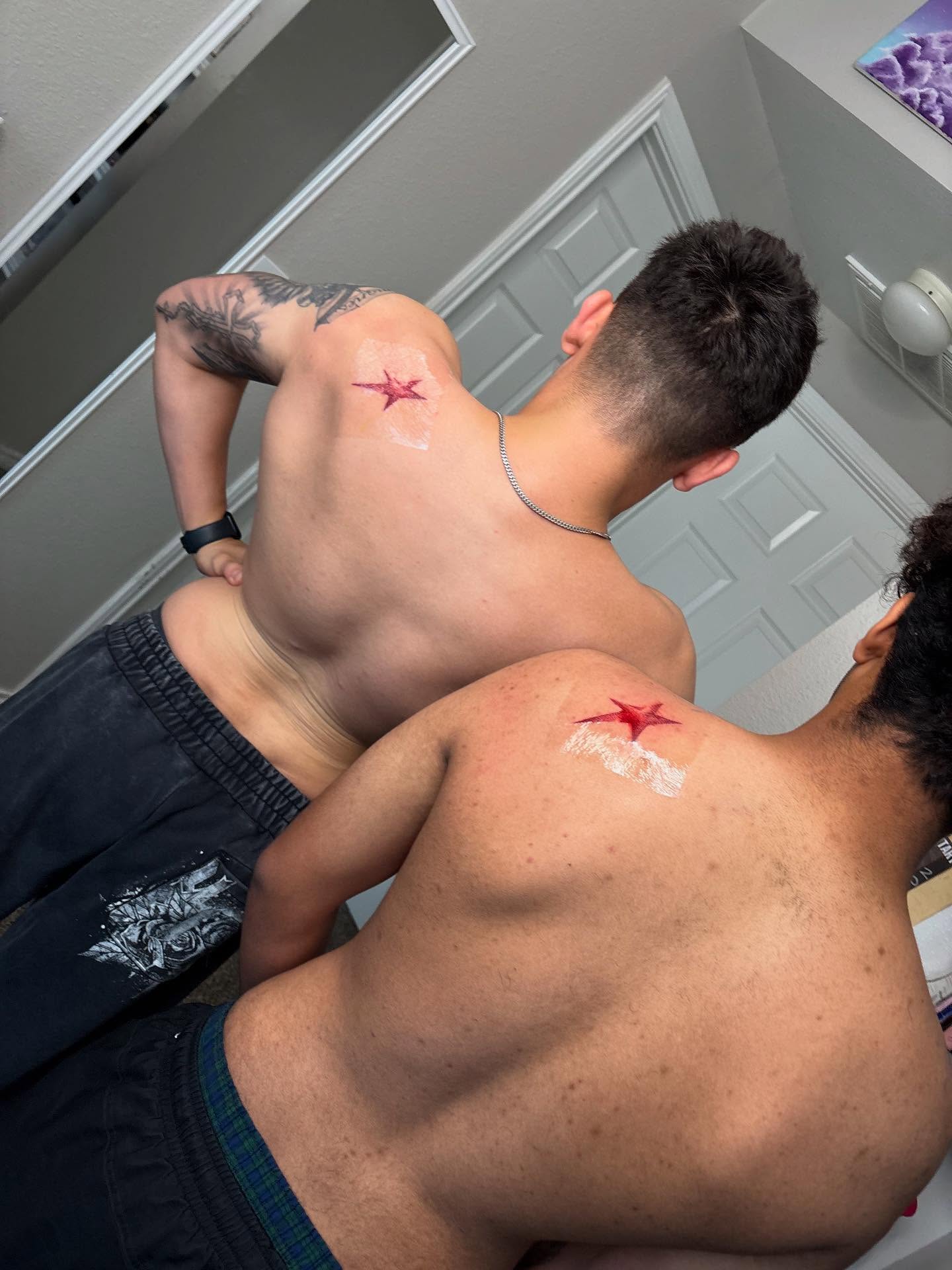 Star American traditional tattoo on the back by ✧ Dallas Tattoo Artist  ✧