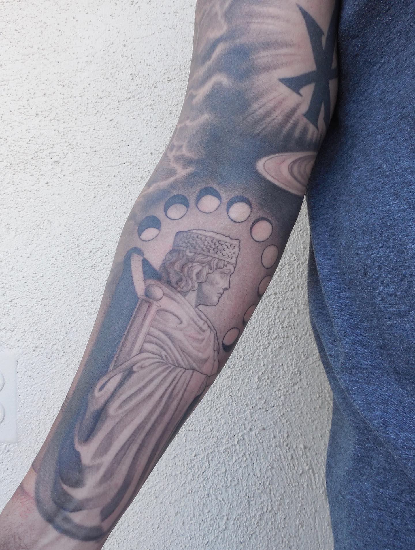 Tattoo by @fortune_glory — black_and_grey, realism