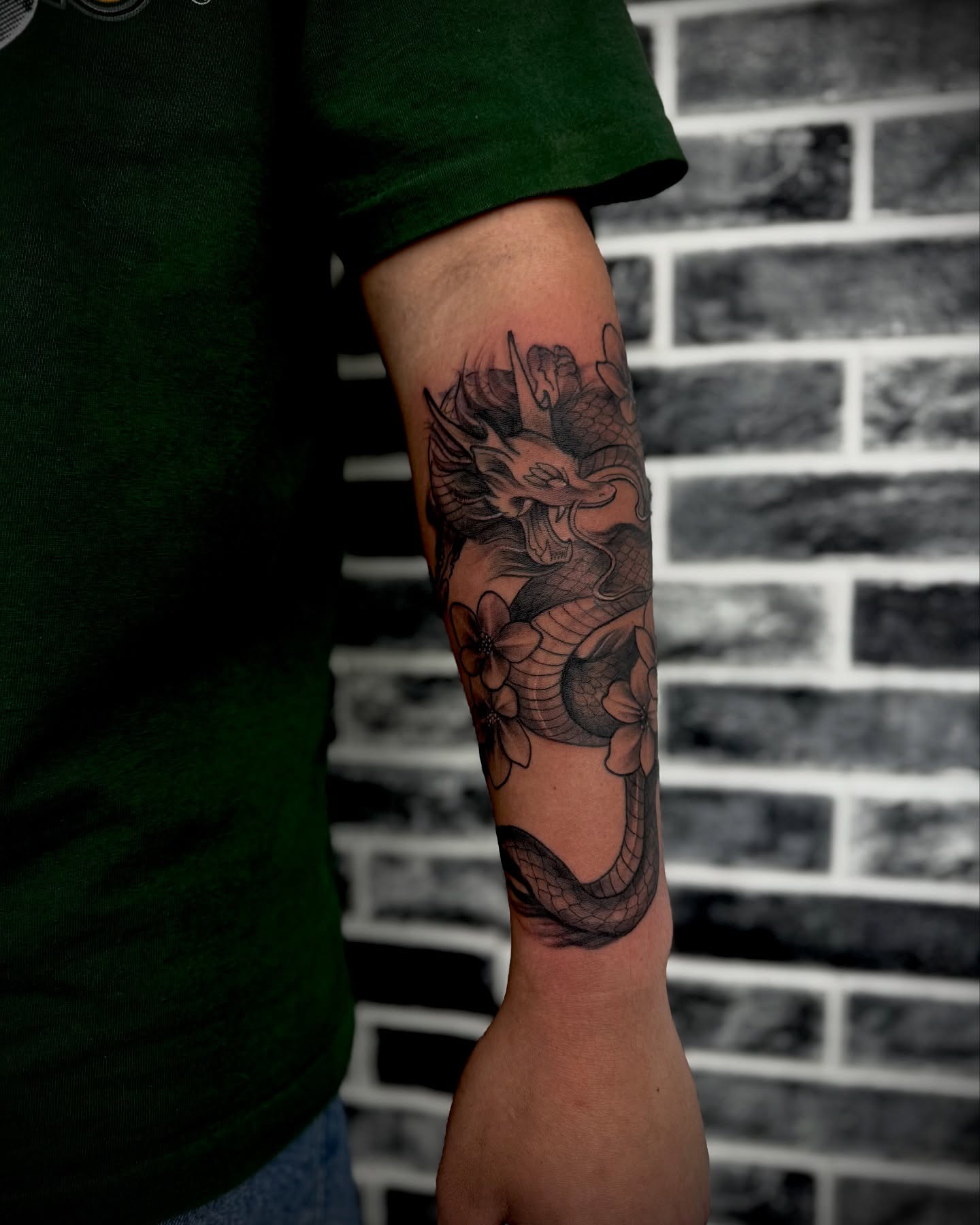 Tattoo by @_mitsukochingart — black_and_grey