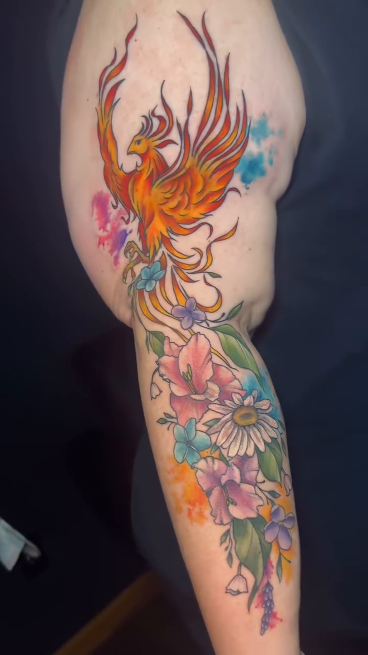 Phoenix and flowers japanese irezumi tattoo by Vanessa Kendyll’s Tattoos