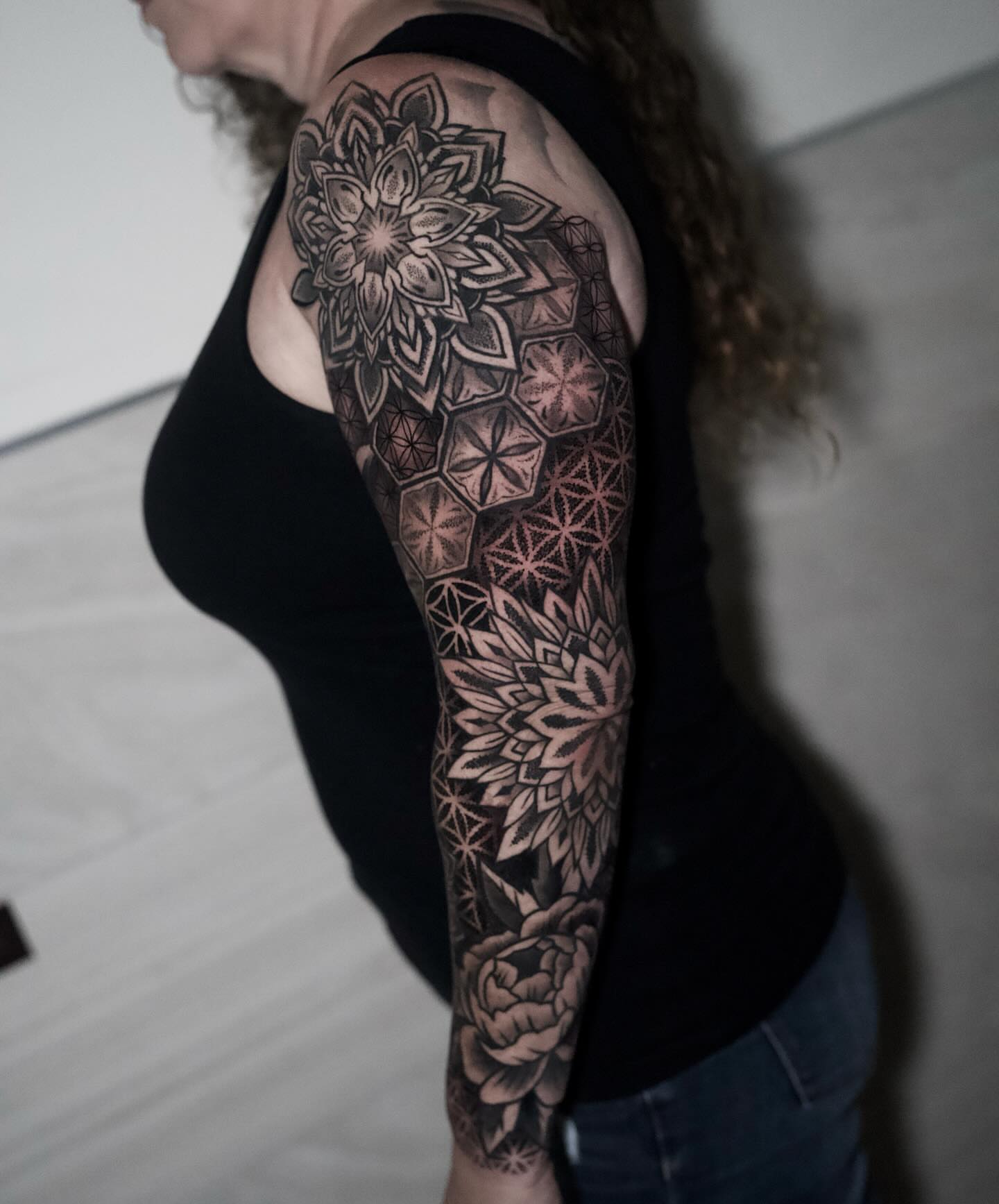 Tattoo by @ericharetattoo — geometric, black_and_grey