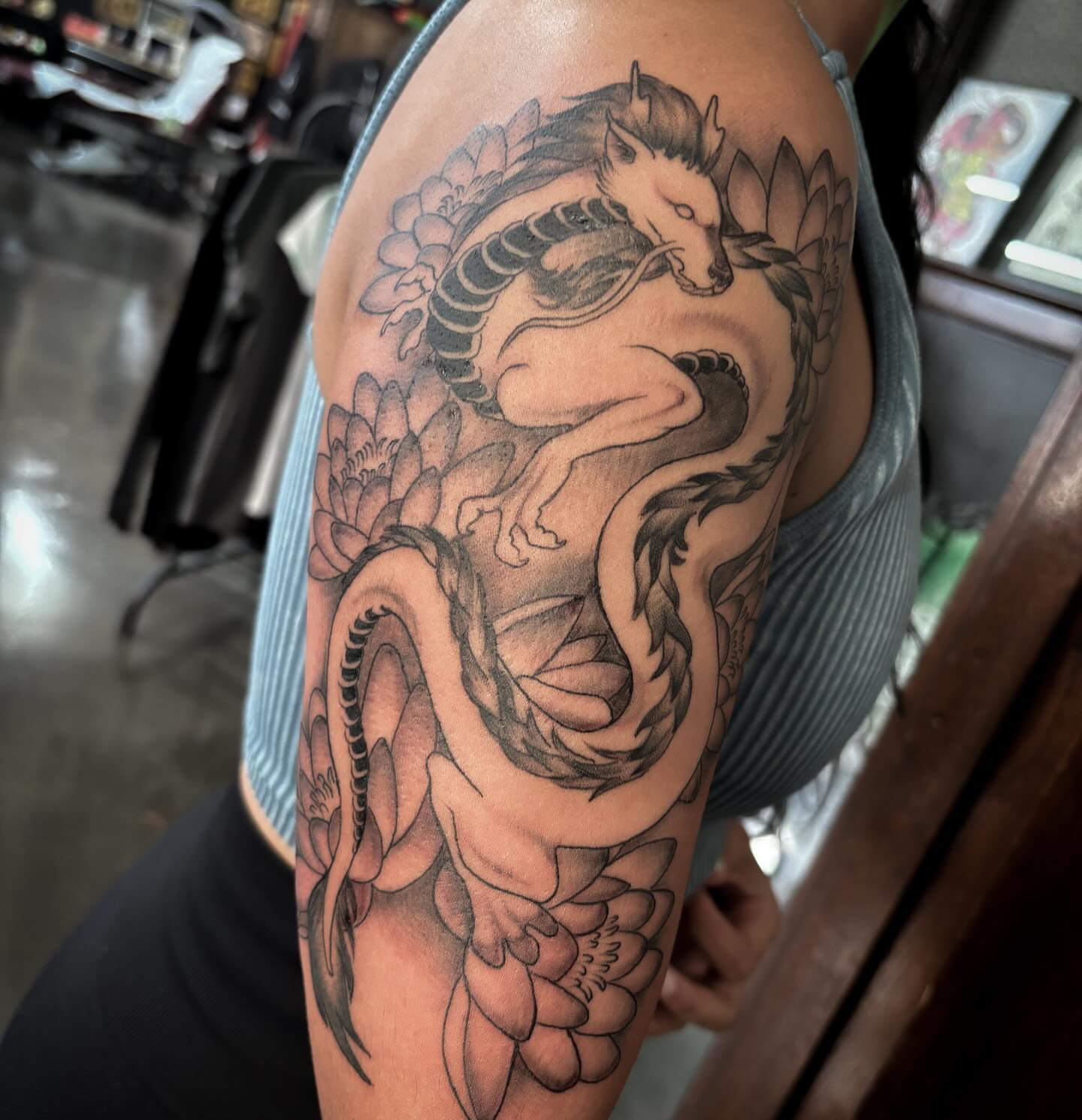 Tattoo by @tatzbyadam — black_and_grey