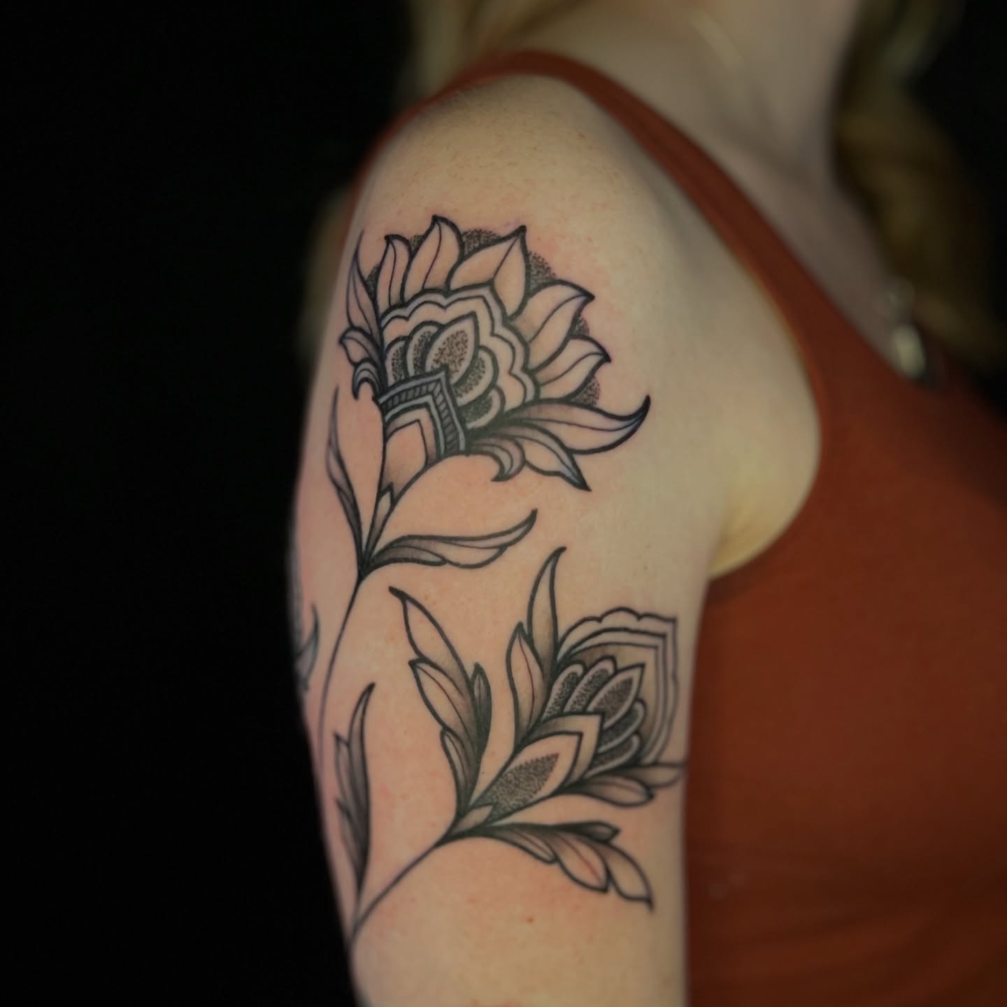 Tattoo by @etzeltattoo — dotwork, black_and_grey