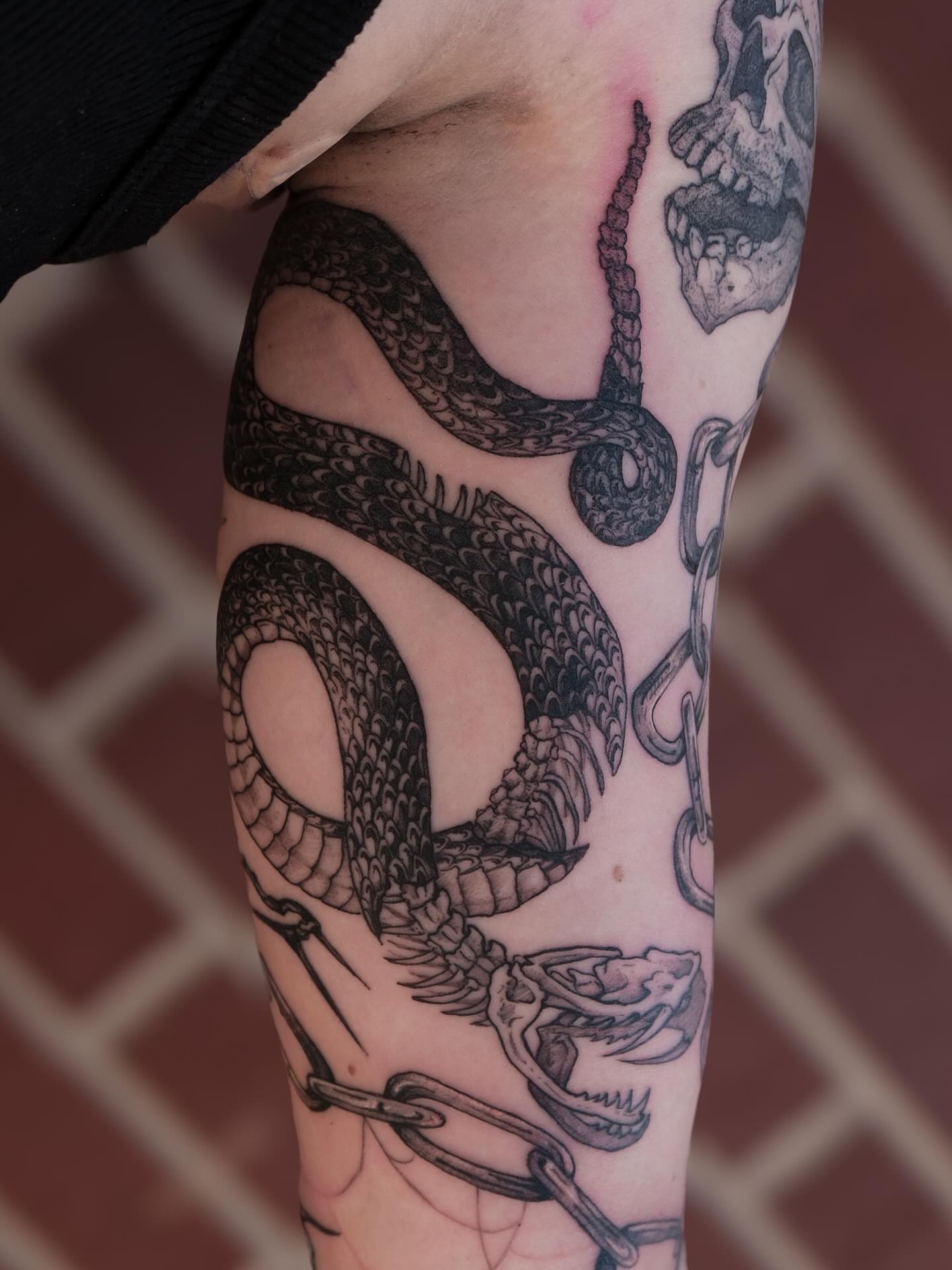 Tattoo by @fortytwojudges — black_and_grey, realism