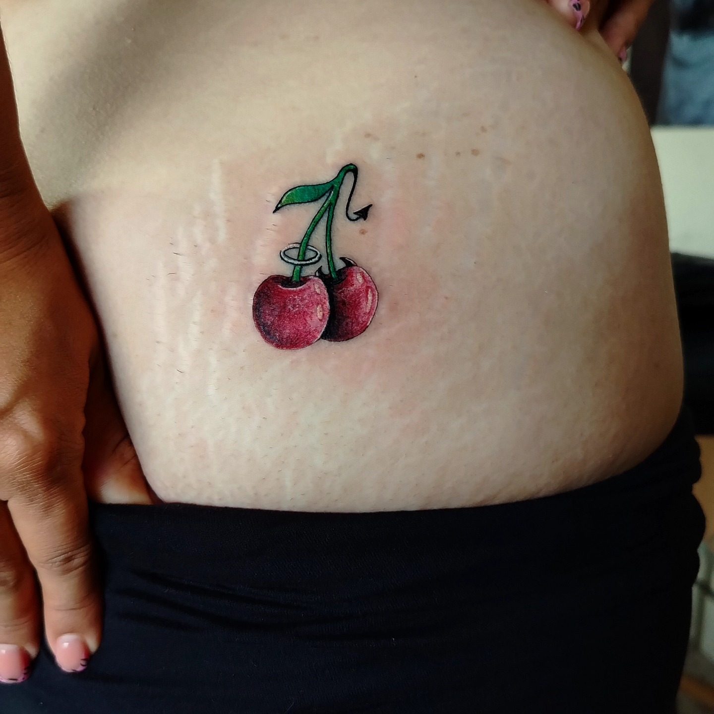 Cherries realism tattoo by Alexander Tattooink