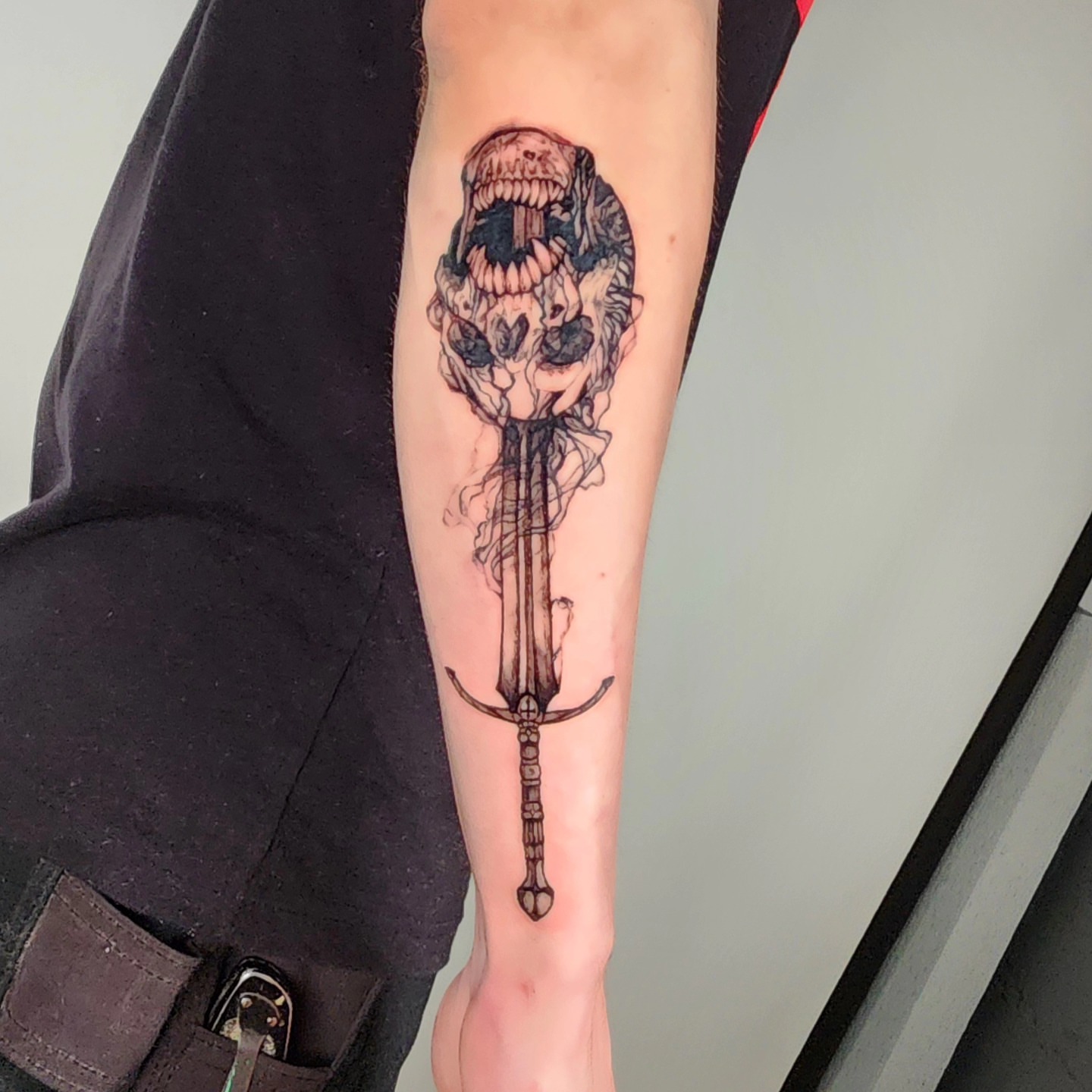 Tattoo by @soleilantoinette — black_and_grey, realism