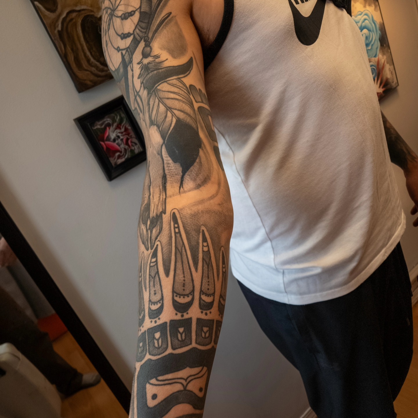 Tattoo by @jasonpellandtattoo — black_and_grey, geometric