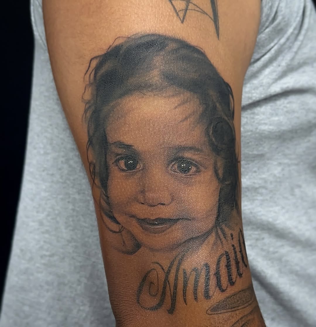 Tattoo by @tinys.tattoos — realism, black_and_grey