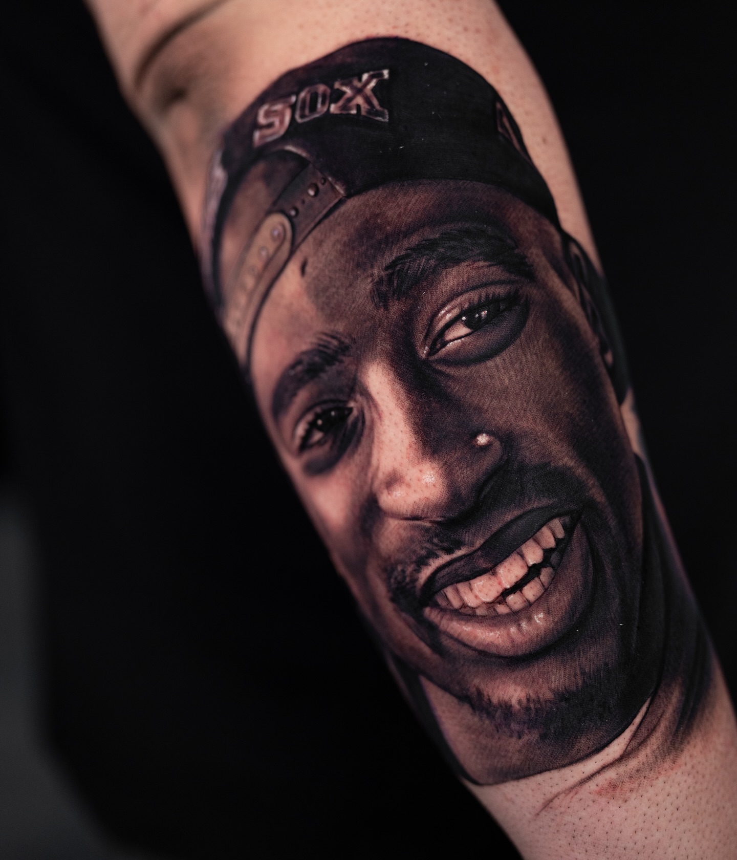 Tupac Shakur realism tattoo on the forearm by Reena Pho, Nashville, Tennessee
