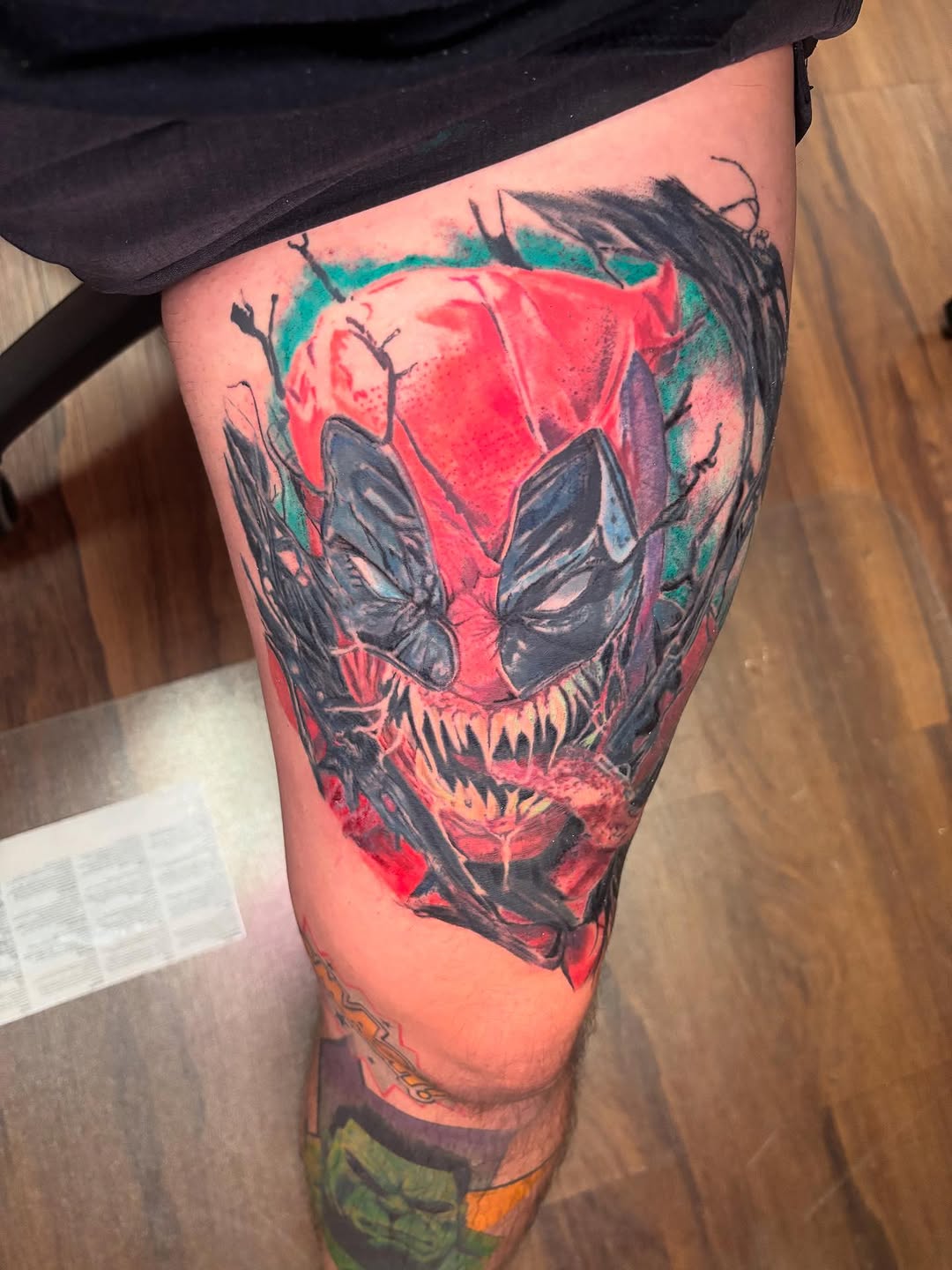 Tattoo by @dre_ortiz.tattoos — dark_realism, trash_polka