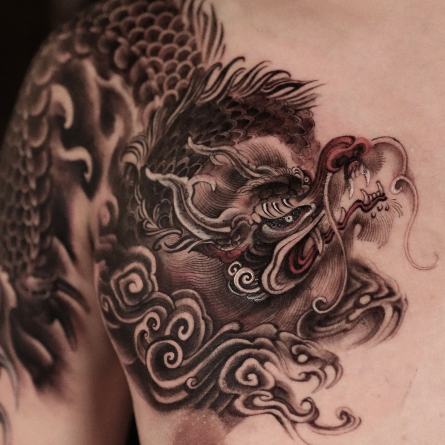 Dragon japanese irezumi tattoo on the shoulder by 𝐆𝐑𝐄𝐄𝐃