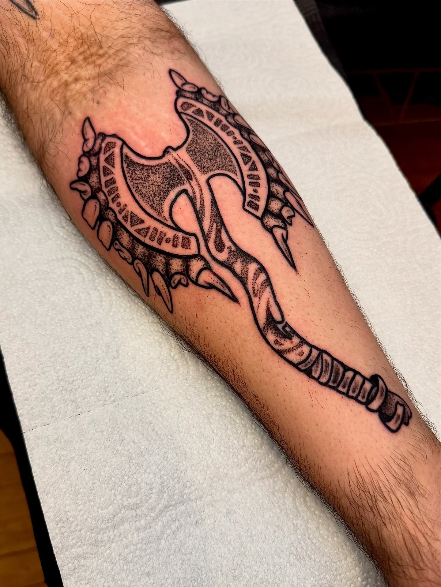 Tattoo by @sodablob — dotwork, geometric