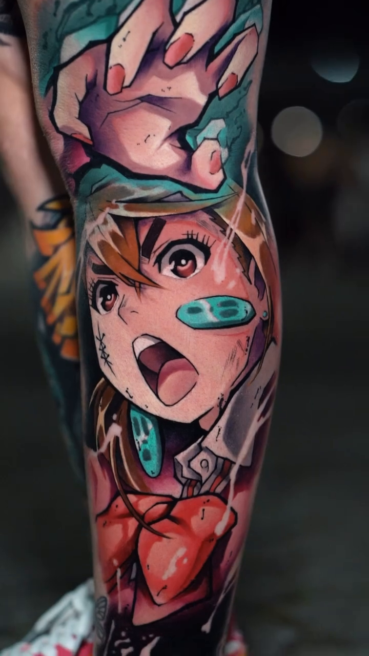 New school tattoo on the forearm by Anime