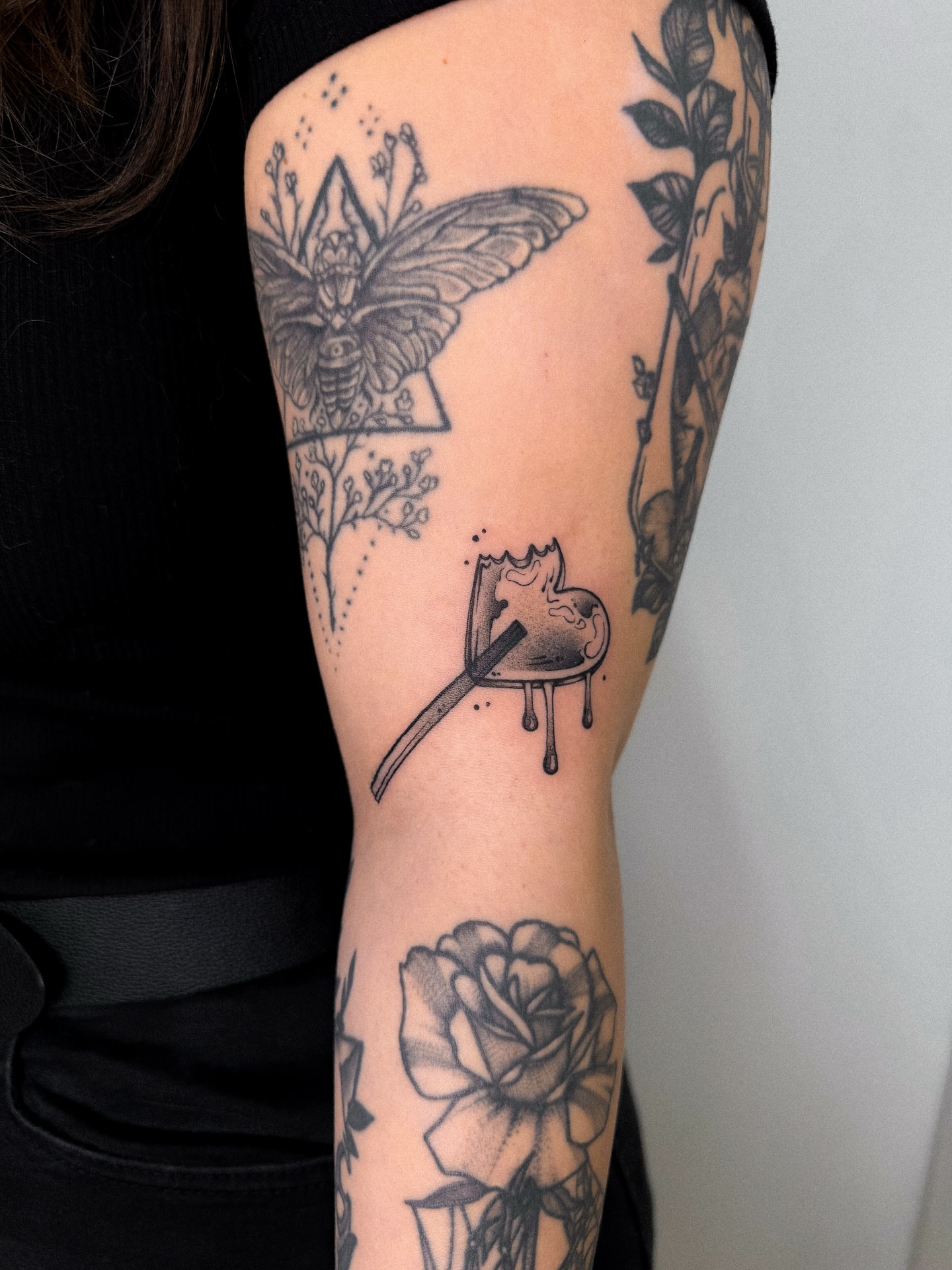Tattoo by @madamerubis — black_and_grey, dotwork