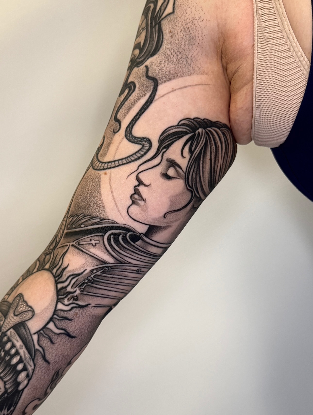 Tattoo by @robbiepina — dotwork, realism