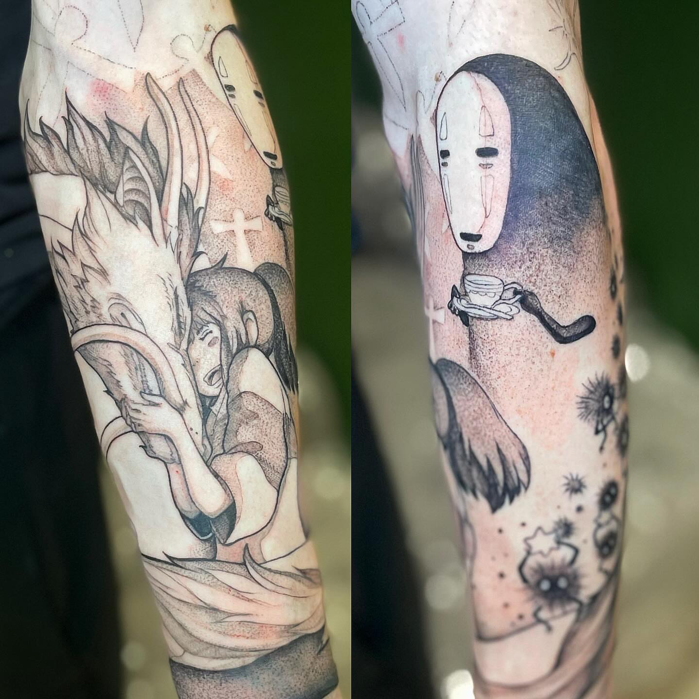 Tattoo by @jean13.tattoo — anime, dotwork