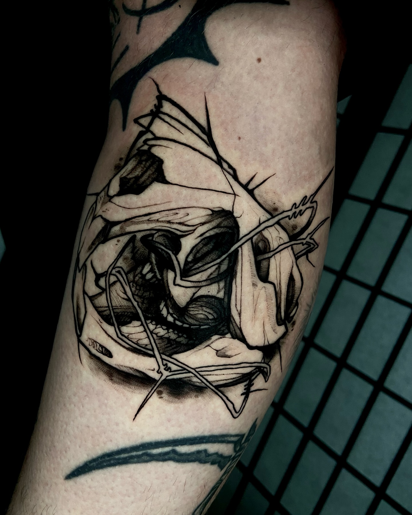 Rose dark realism tattoo on the forearm by Nathan