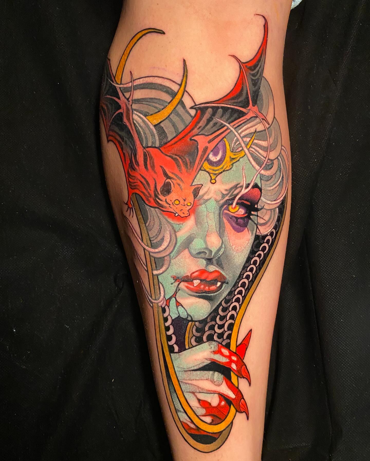 Tattoo by @aaronriddletattoos — illustrative, surrealism