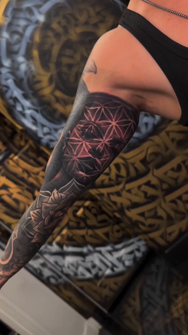 Geometric patterns and mandala geometric tattoo by Fernando Luna