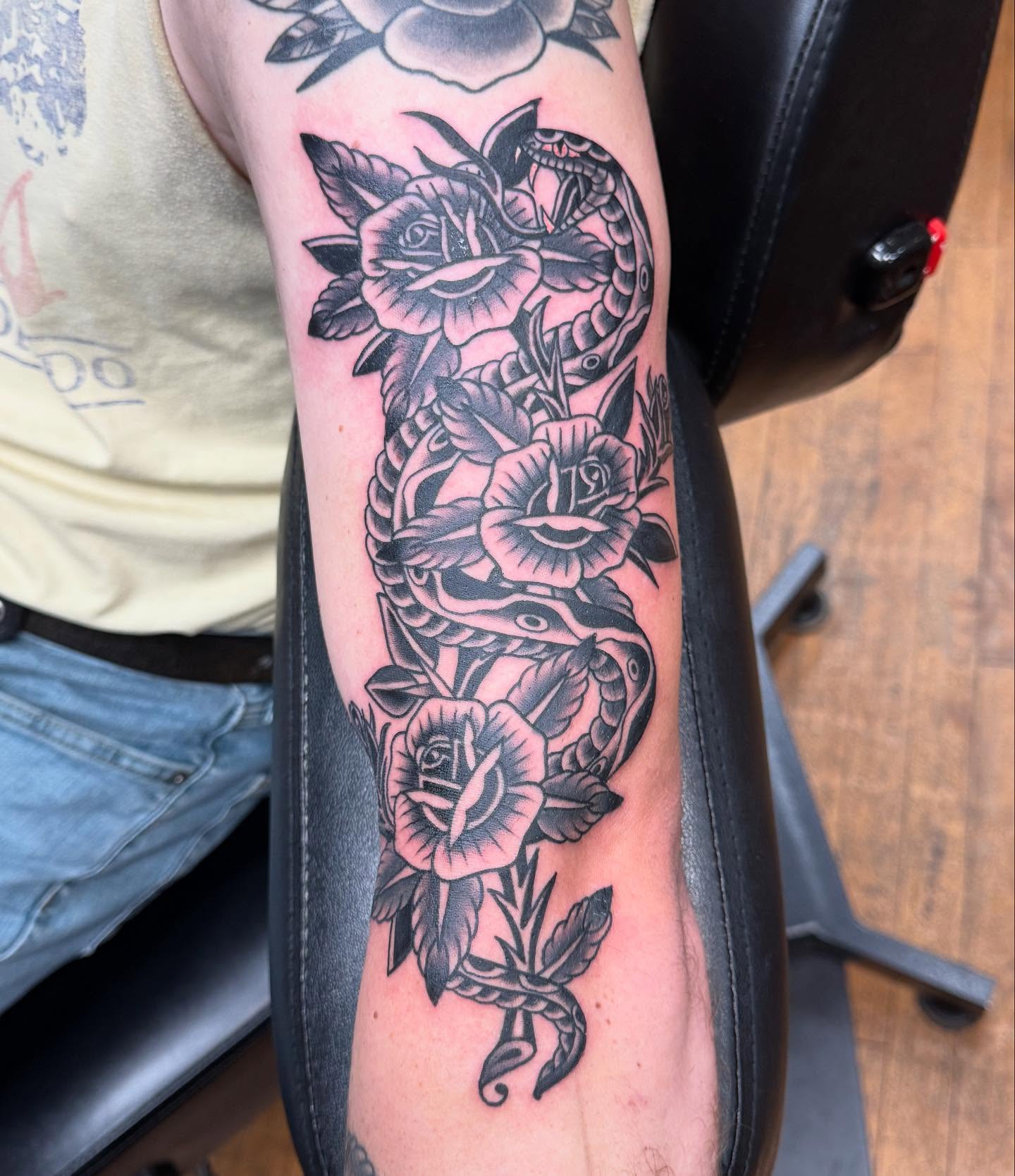 Tattoo by @oldetownescott — american_traditional, black_and_grey