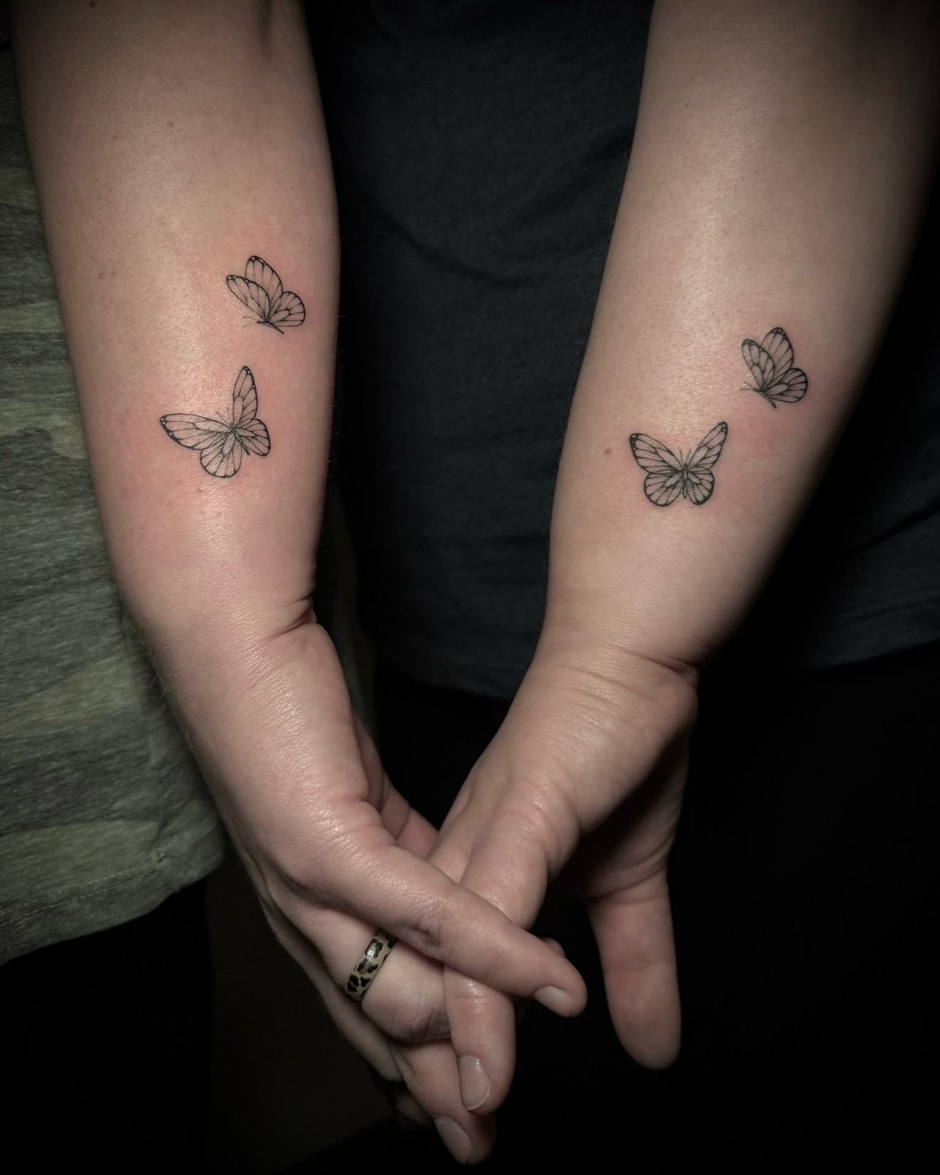 Butterfly black and grey tattoo on the forearm by Tattoos by Katherina, Willoughby, Ohio