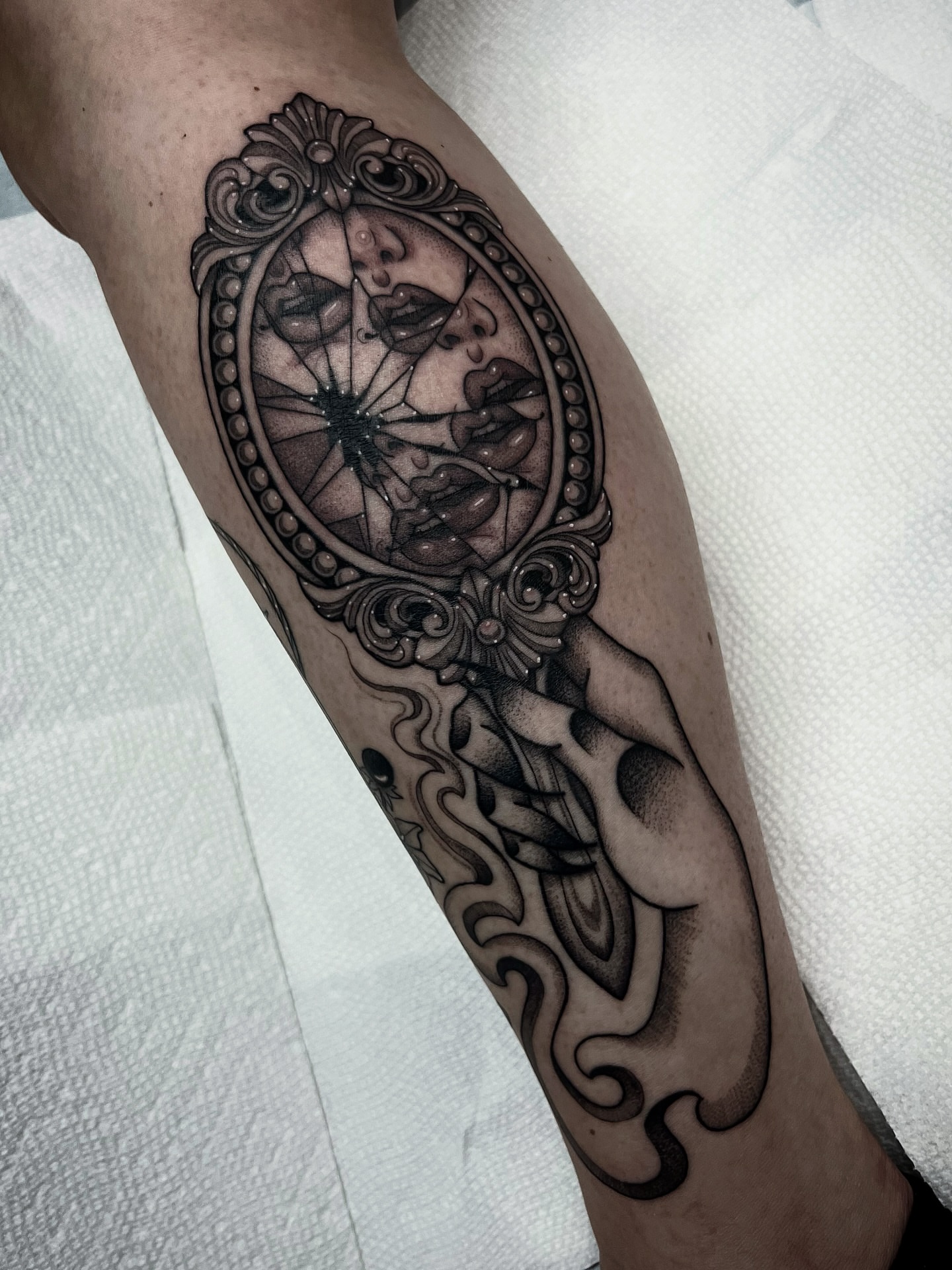 Mirror geometric tattoo on the forearm by ∙︎✢︎ Rach K ✢︎