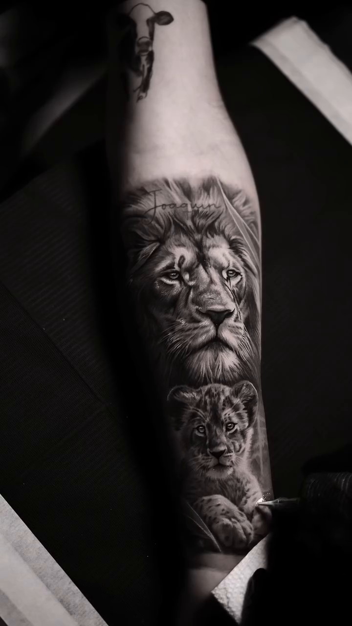 Lions realism tattoo by Luis Bravo