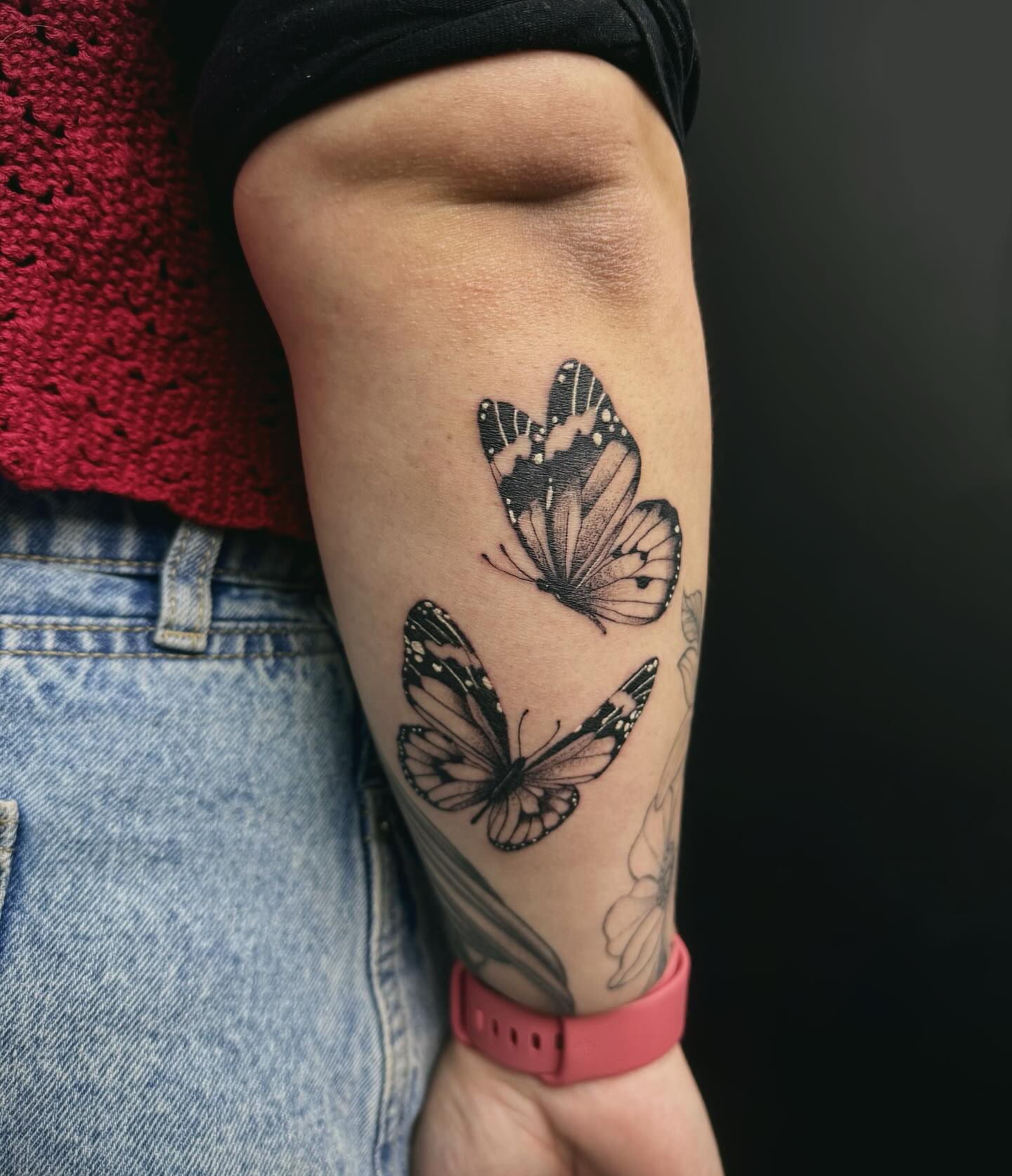 Butterflies black and grey tattoo on the forearm by ☆ LULU ☆ Licence No. 108595