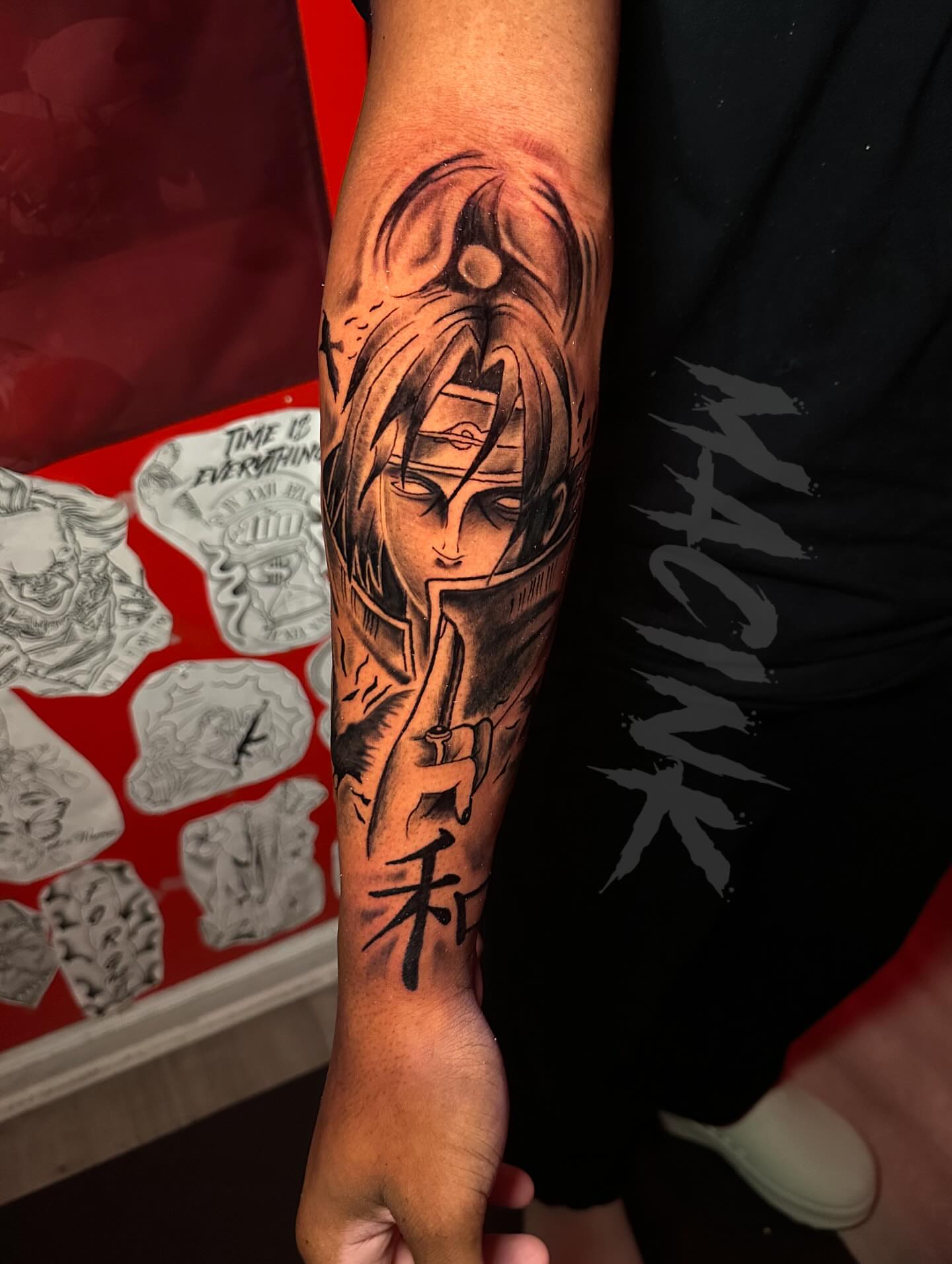 Tattoo by @macink__ — anime, dotwork
