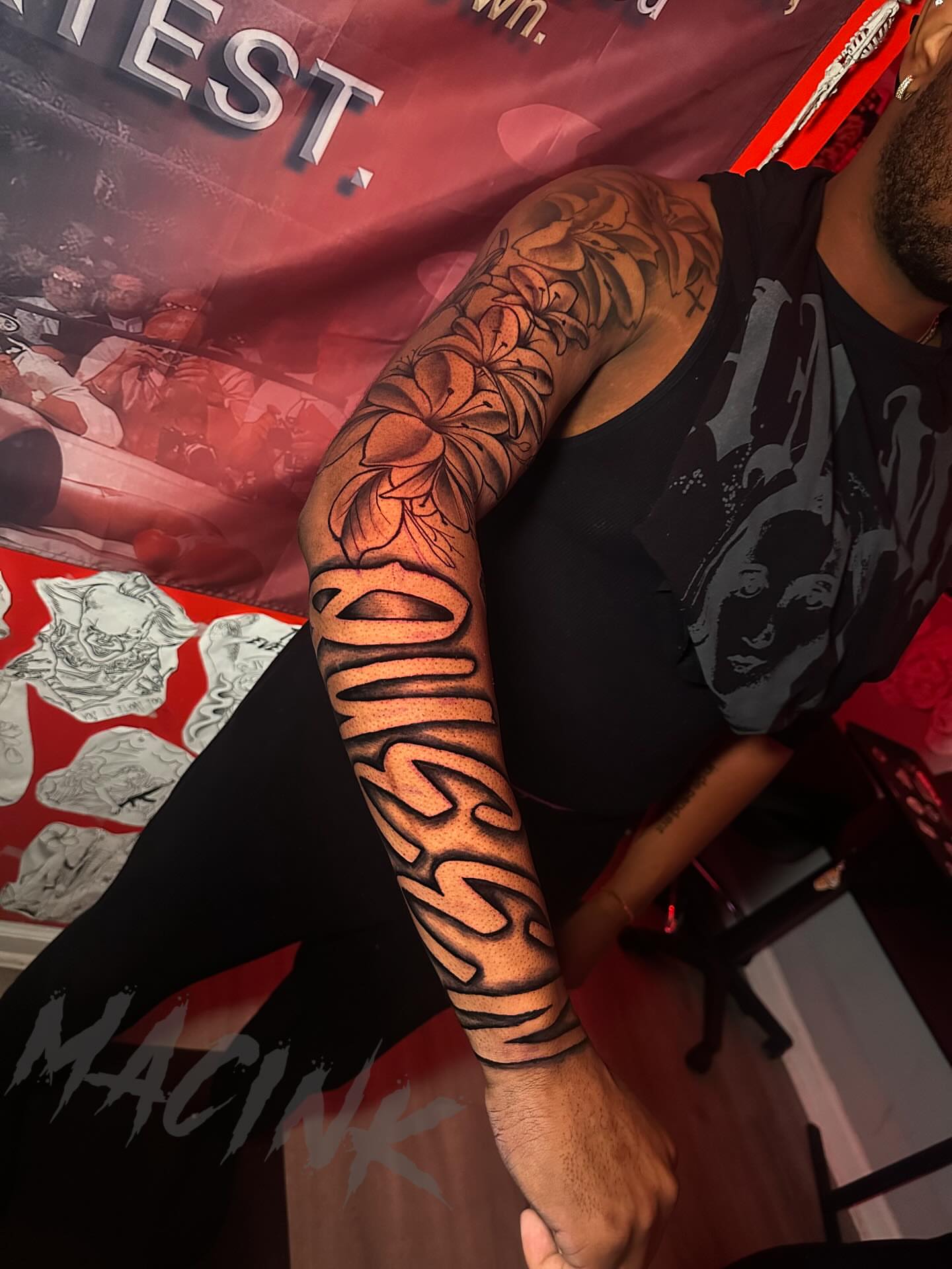 Tattoo by @macink__ — black_and_grey