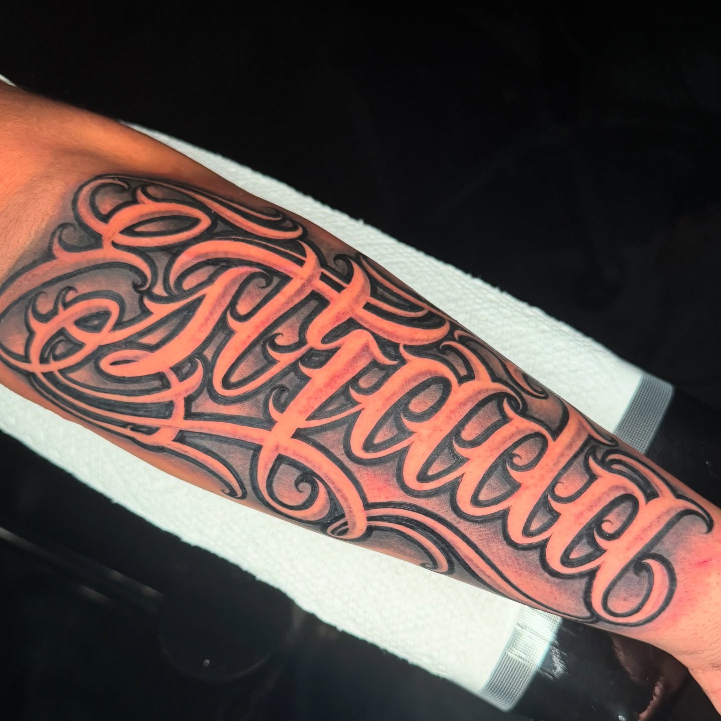 Script lettering lettering script tattoo on the forearm by 𝕷𝖚𝖎𝖘 𝕲ü𝖊𝖗𝖊𝖈𝖆