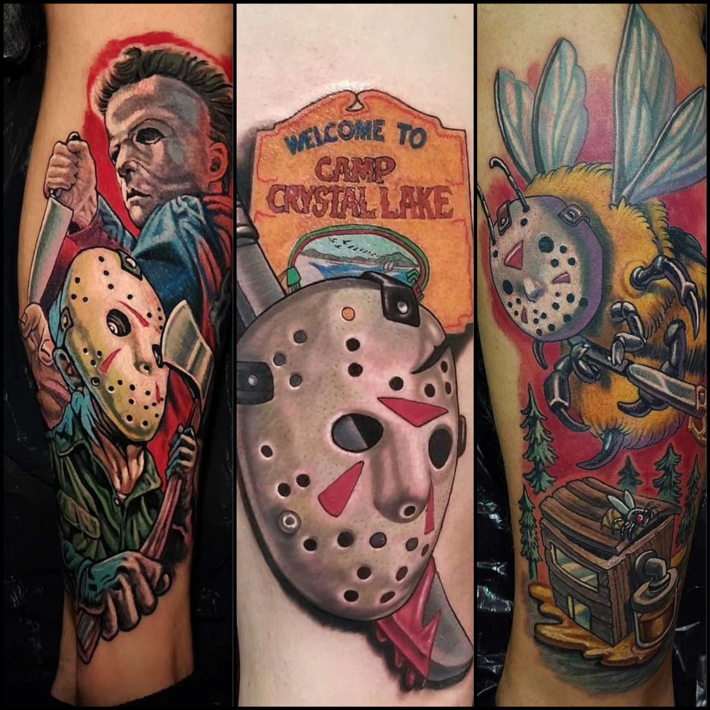Horror movie characters American traditional tattoo on the forearm by Chicago Tattoo Artist New School Tattoos, Naperville, Illinois