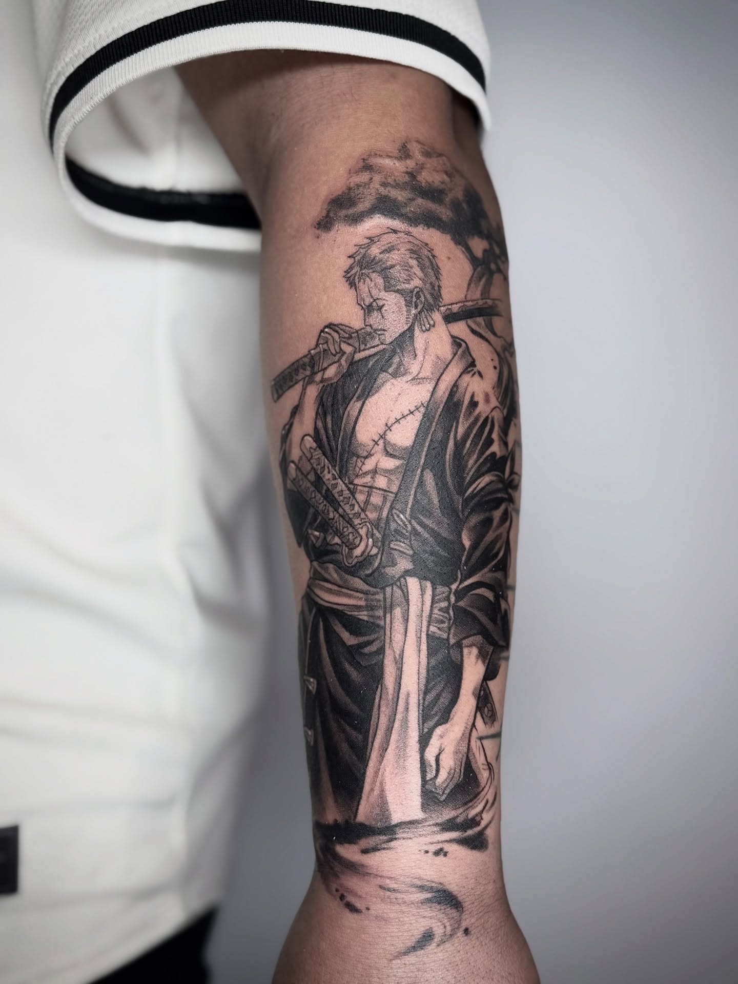 Samurai warrior realism tattoo on the forearm by Abrianna