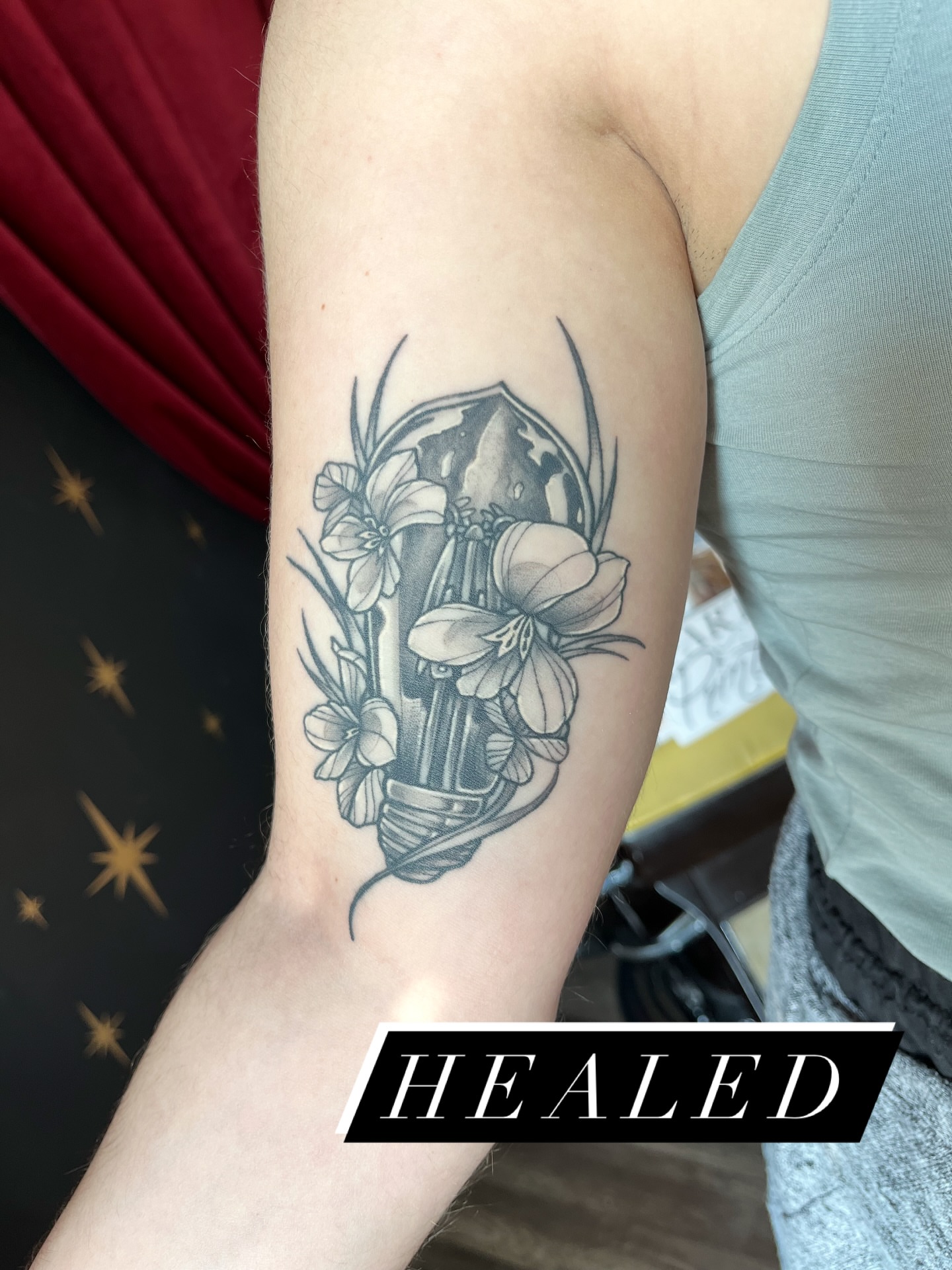 Flower arrangement realism tattoo on the forearm by Michigan Tattoo Artist - Nadia Garver, Clinton Township, Michigan