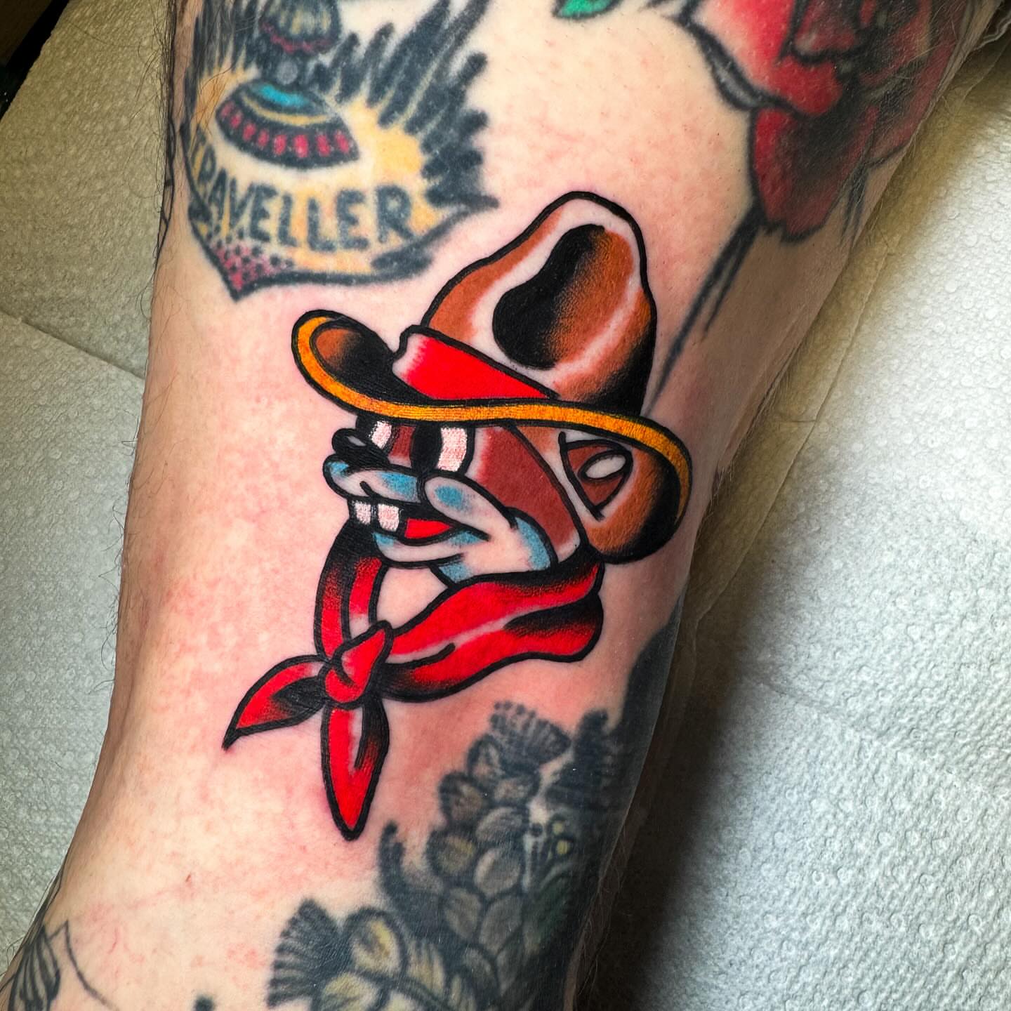 Cowboy ghost American traditional tattoo on the forearm by Alex Kass 🥩 San Antonio TX, San Antonio, Texas