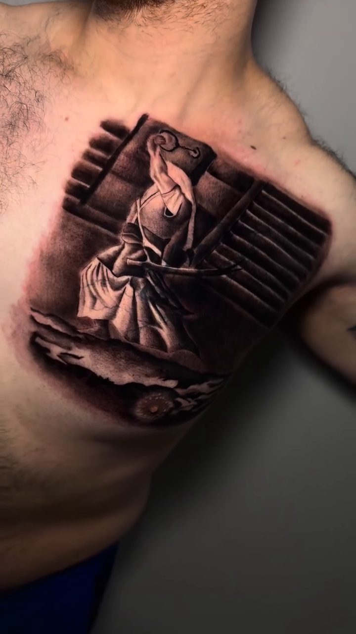 Samurai warrior realism tattoo by caleb coley