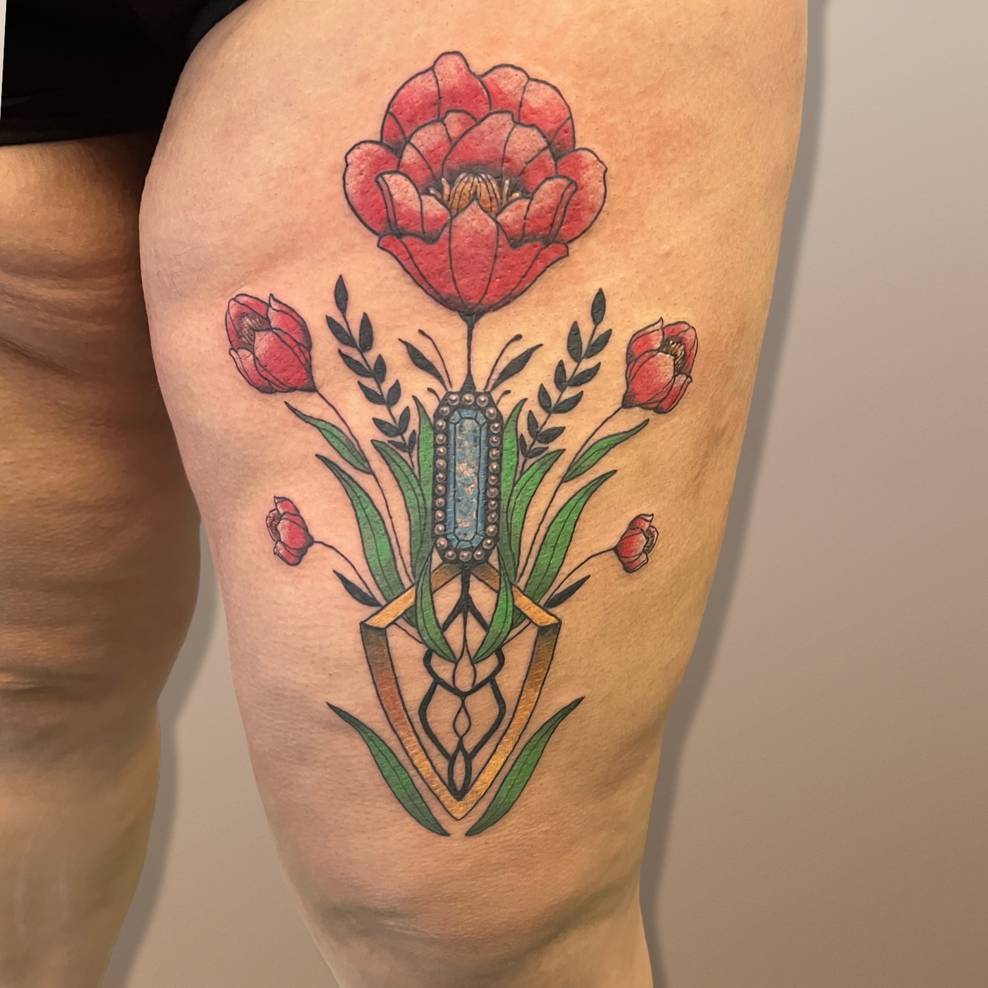 Tattoo by @honeybri.tattoo — american_traditional, geometric
