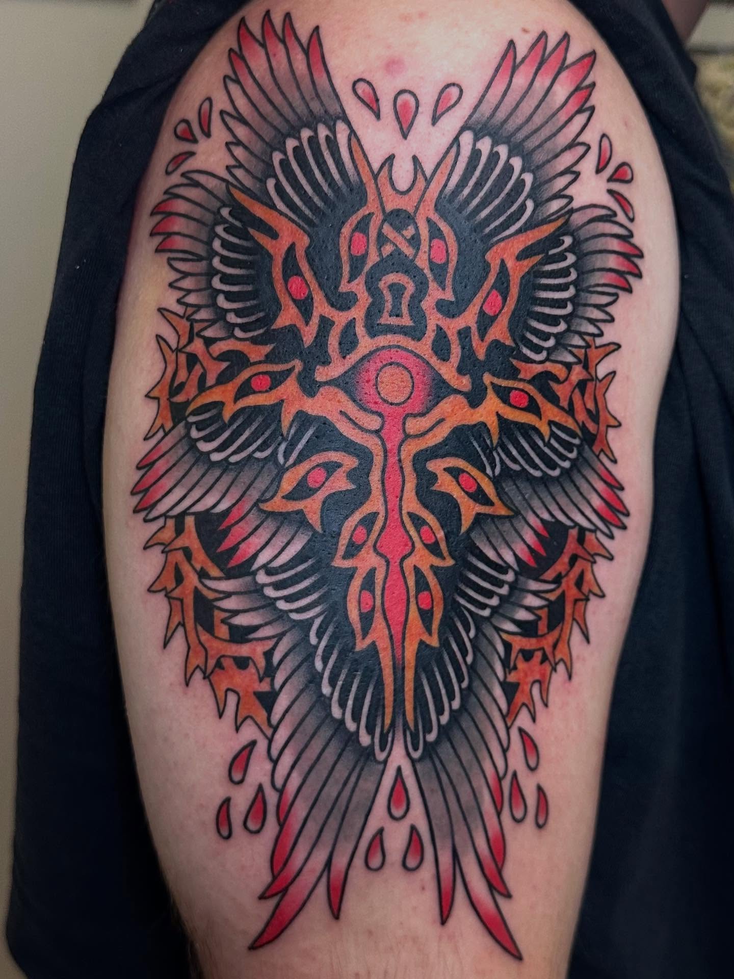 Tattoo by @juniper_oshea — geometric, dotwork