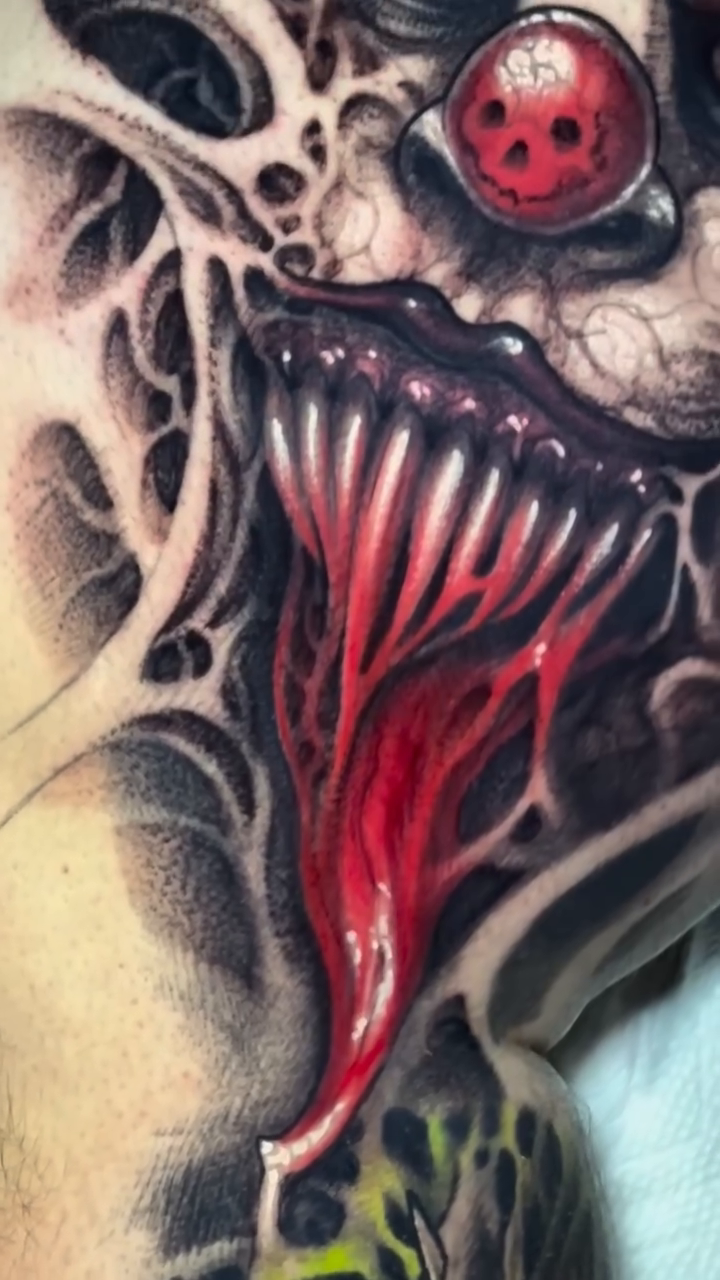 Tattoo by @aaronmtattoos — dark_realism, black_and_grey