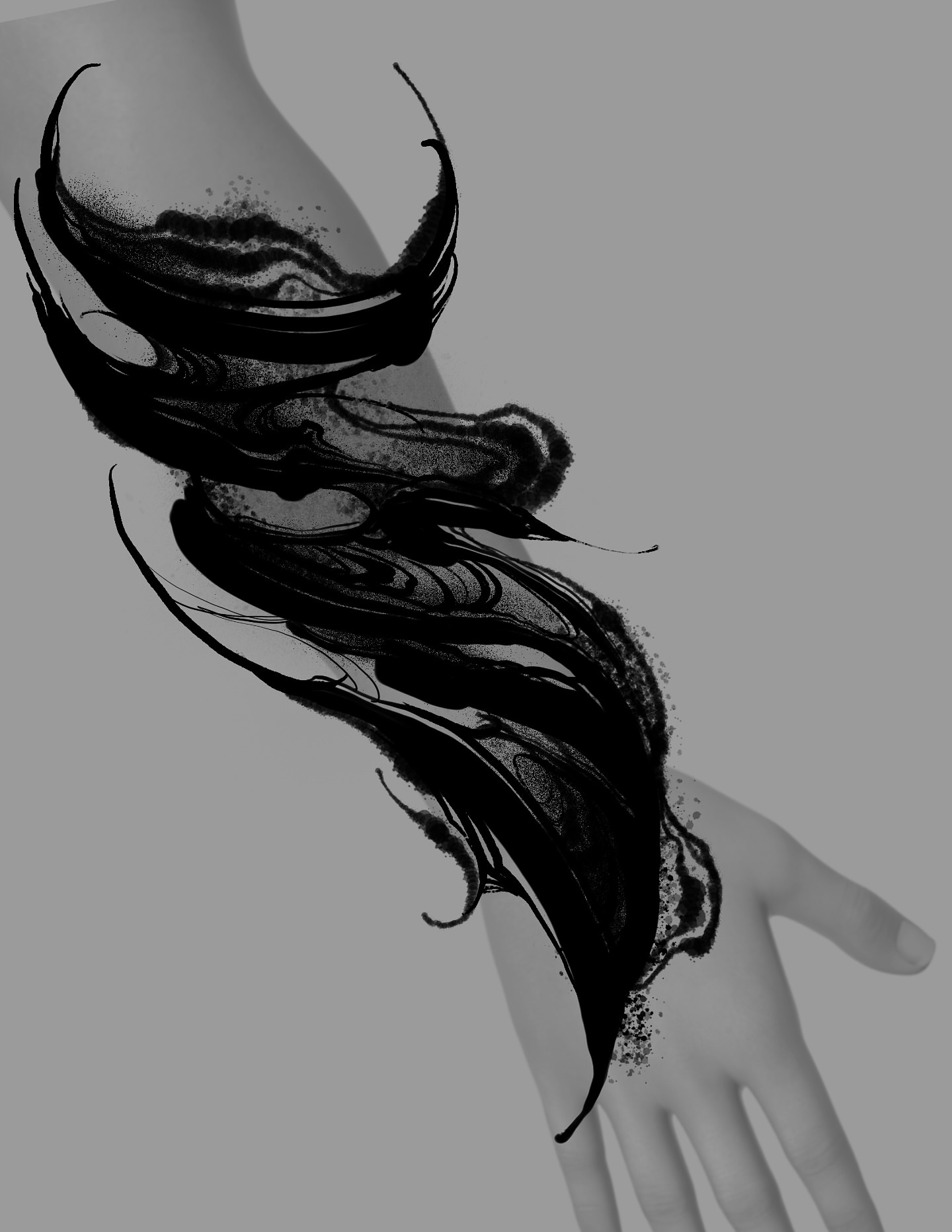 Abstract swirls black and grey tattoo on the forearm by S C A B B e R W O C K y
