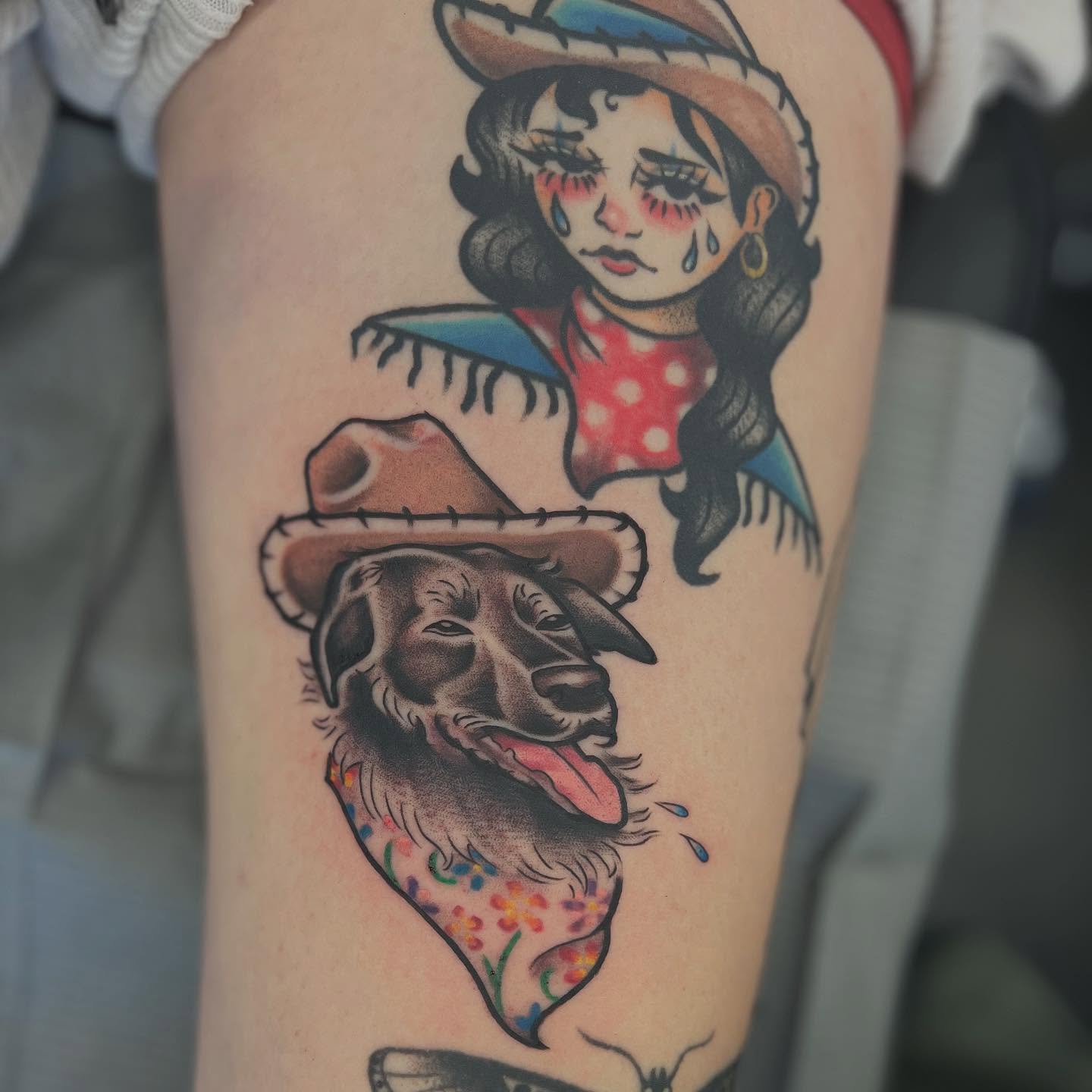 Tattoo by @lyndsink — american_traditional, dotwork