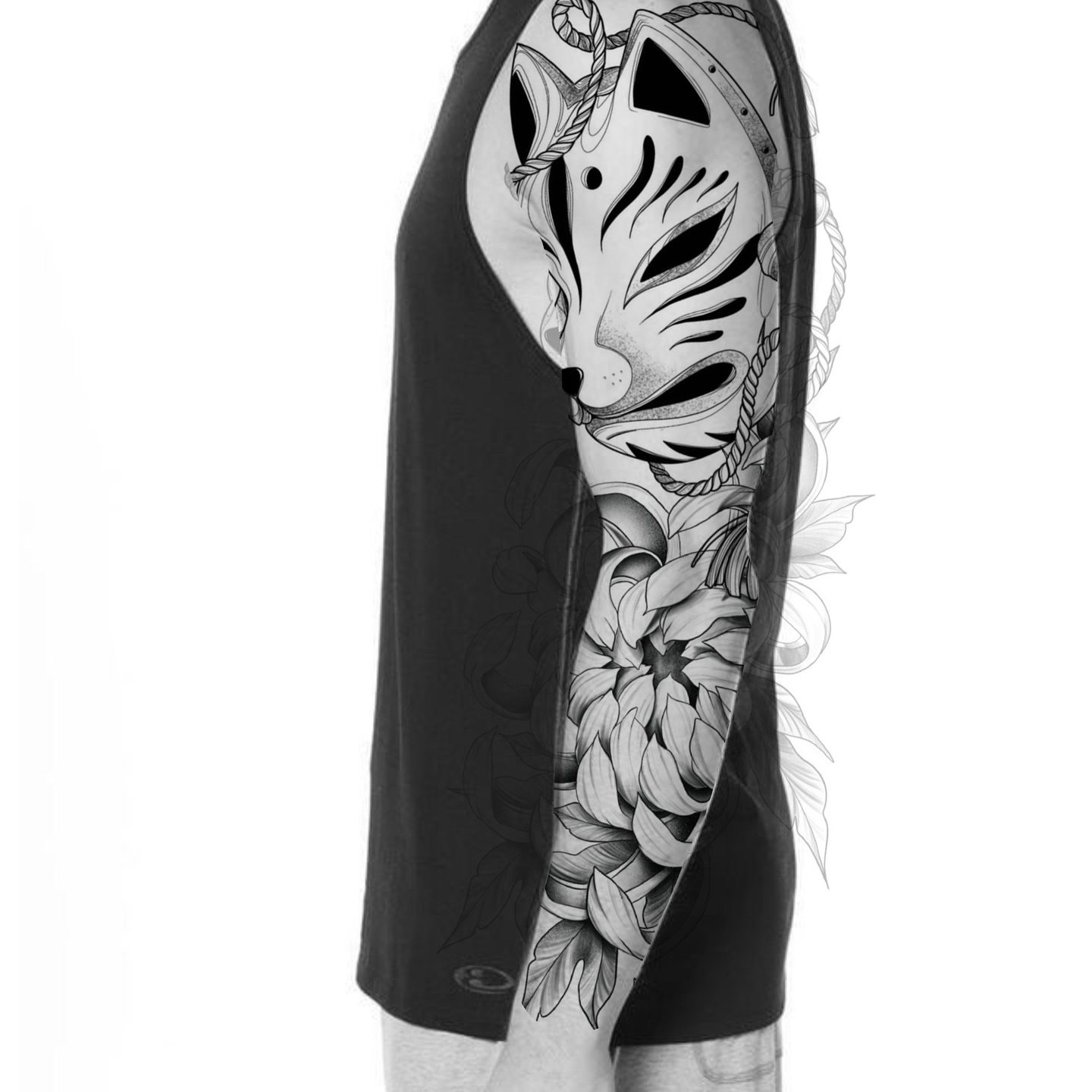Cat and floral realism tattoo on the forearm by Rafael Alfredo Armas Hoyos, Salt Lake City, Utah