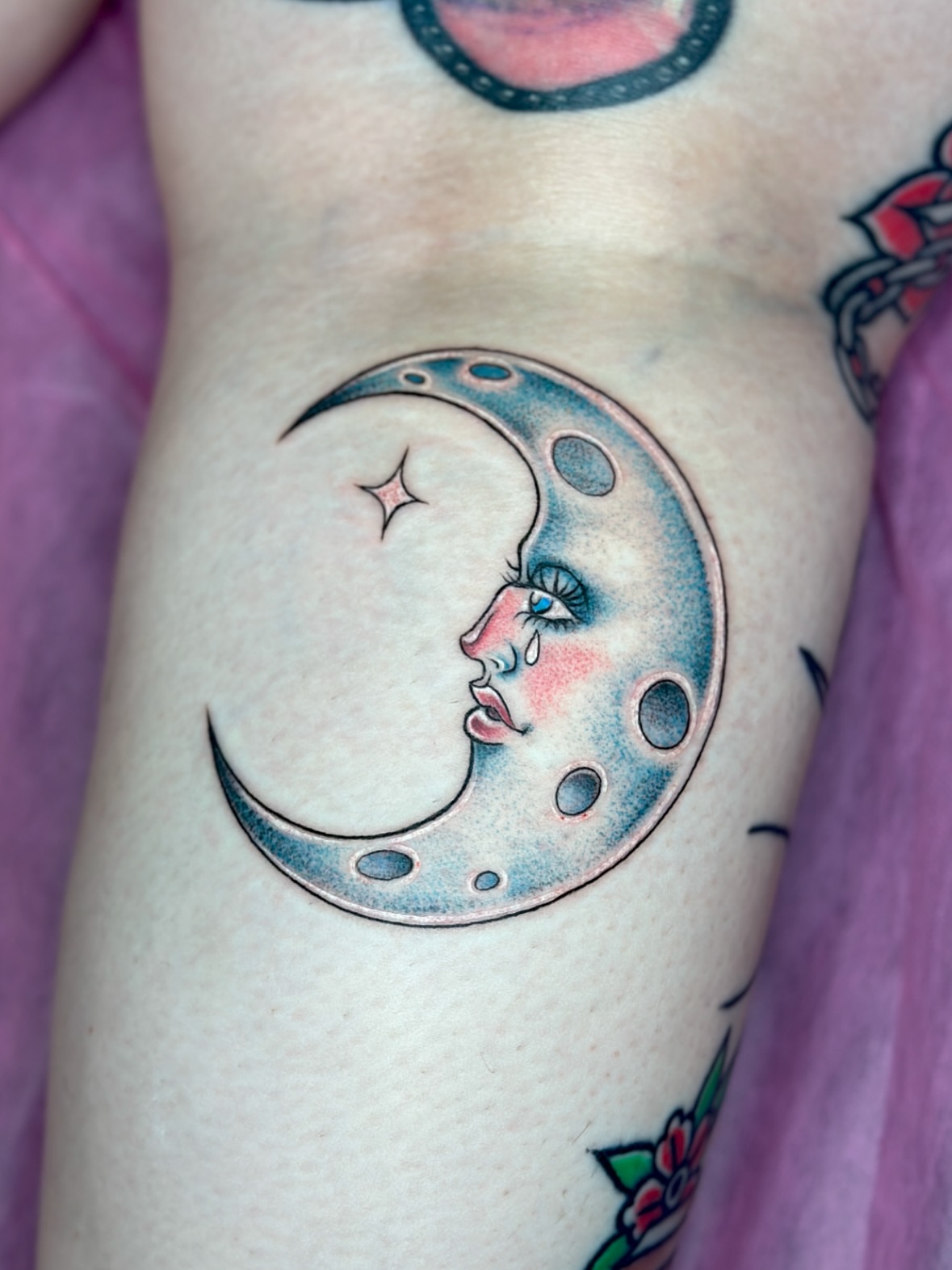 Tattoo by @pompberry — american_traditional, dotwork