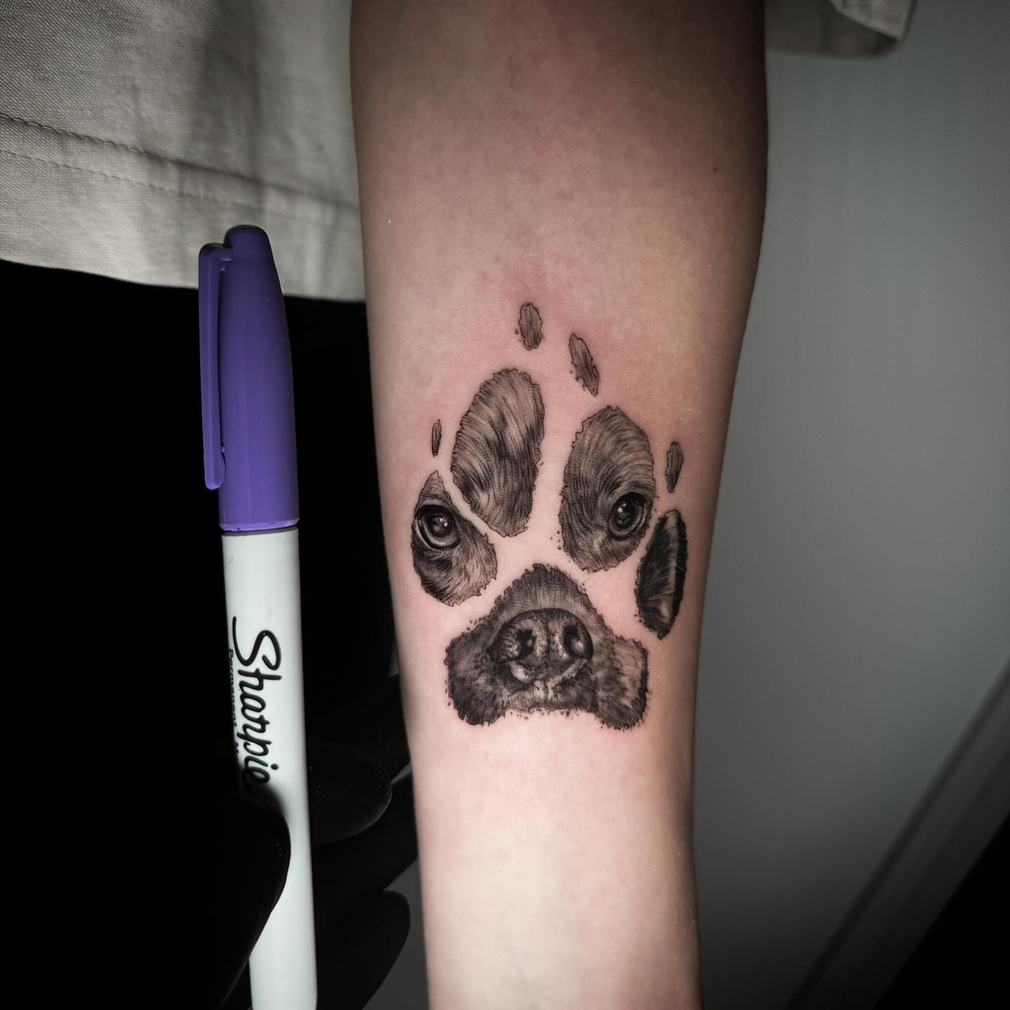 Tattoo by @saint.denis.ink — dotwork, realism