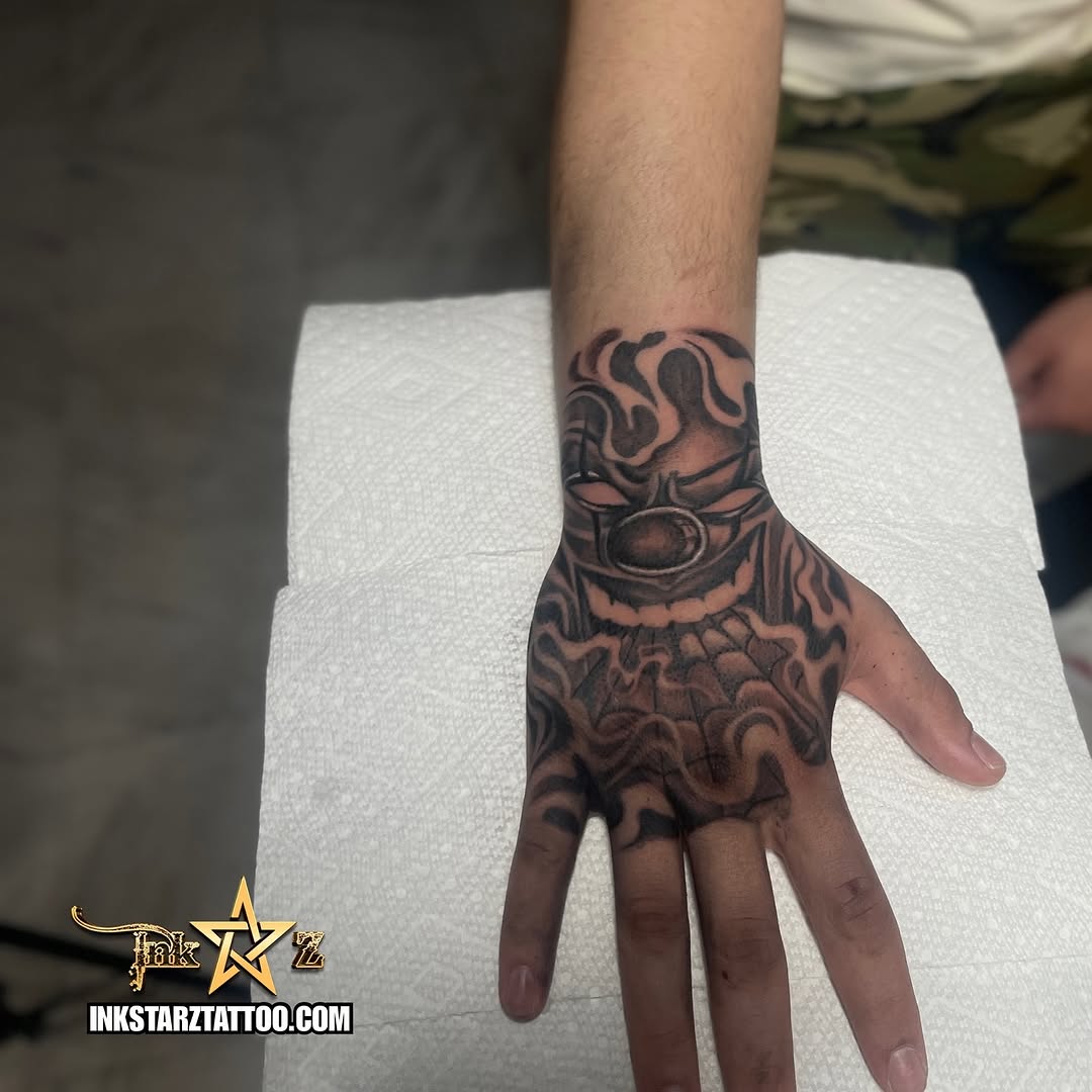 Tattoo by @inkstar — black_and_grey, chicano