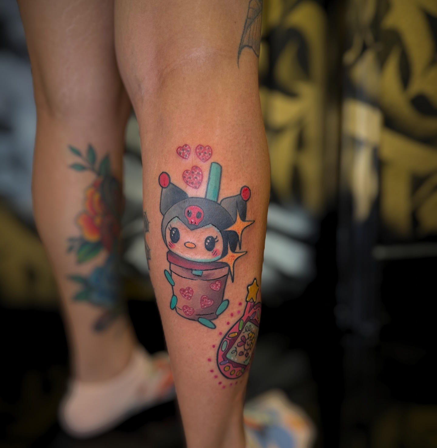 Kawaii character dotwork tattoo on the forearm by ♡ 𝒜𝓂𝒾𝓃𝒶 𝐵𝒽𝒶𝓉𝓉𝒾 ♡