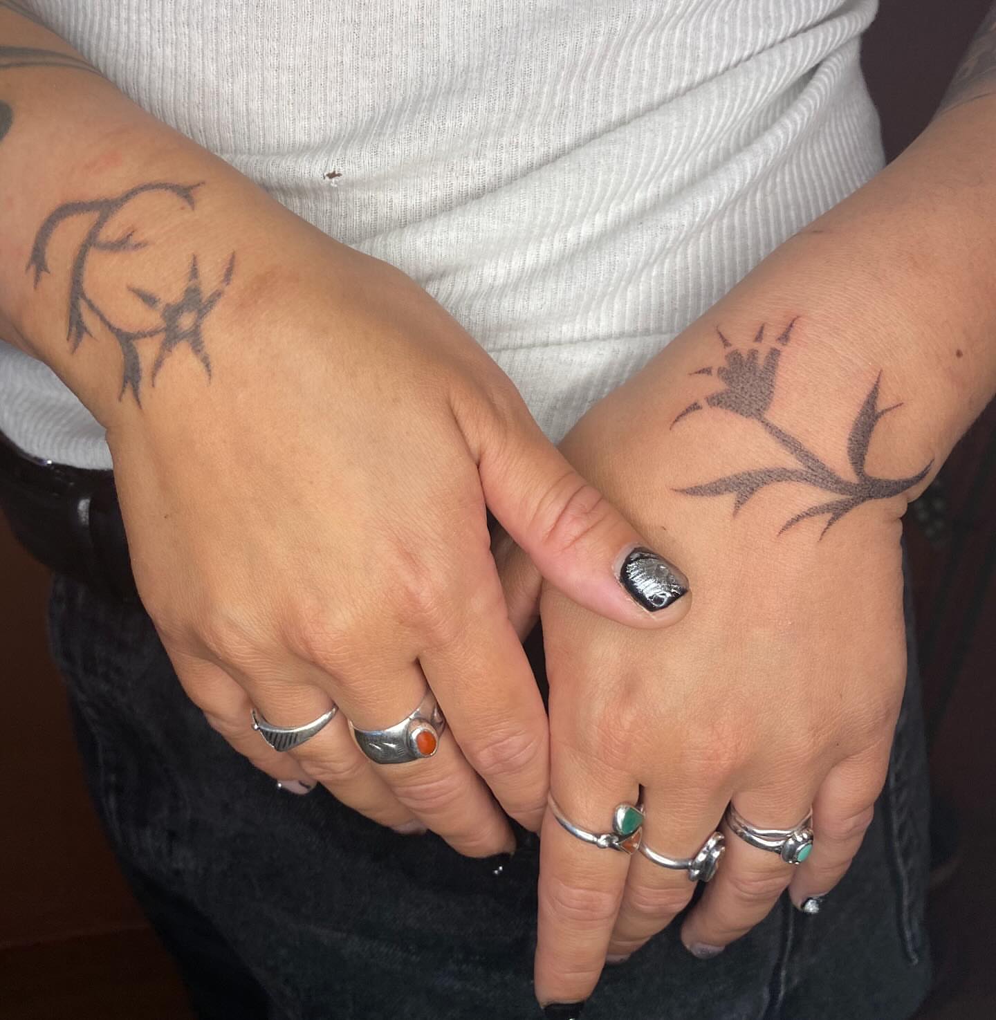 Antlers black and grey tattoo on the forearm by 🌀☁️kath☁️🥀