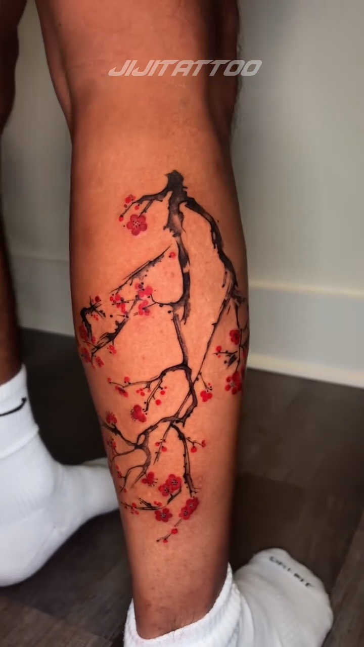 Cherry blossom branch japanese irezumi tattoo by 🇰🇷jijitattoo 🇺🇸